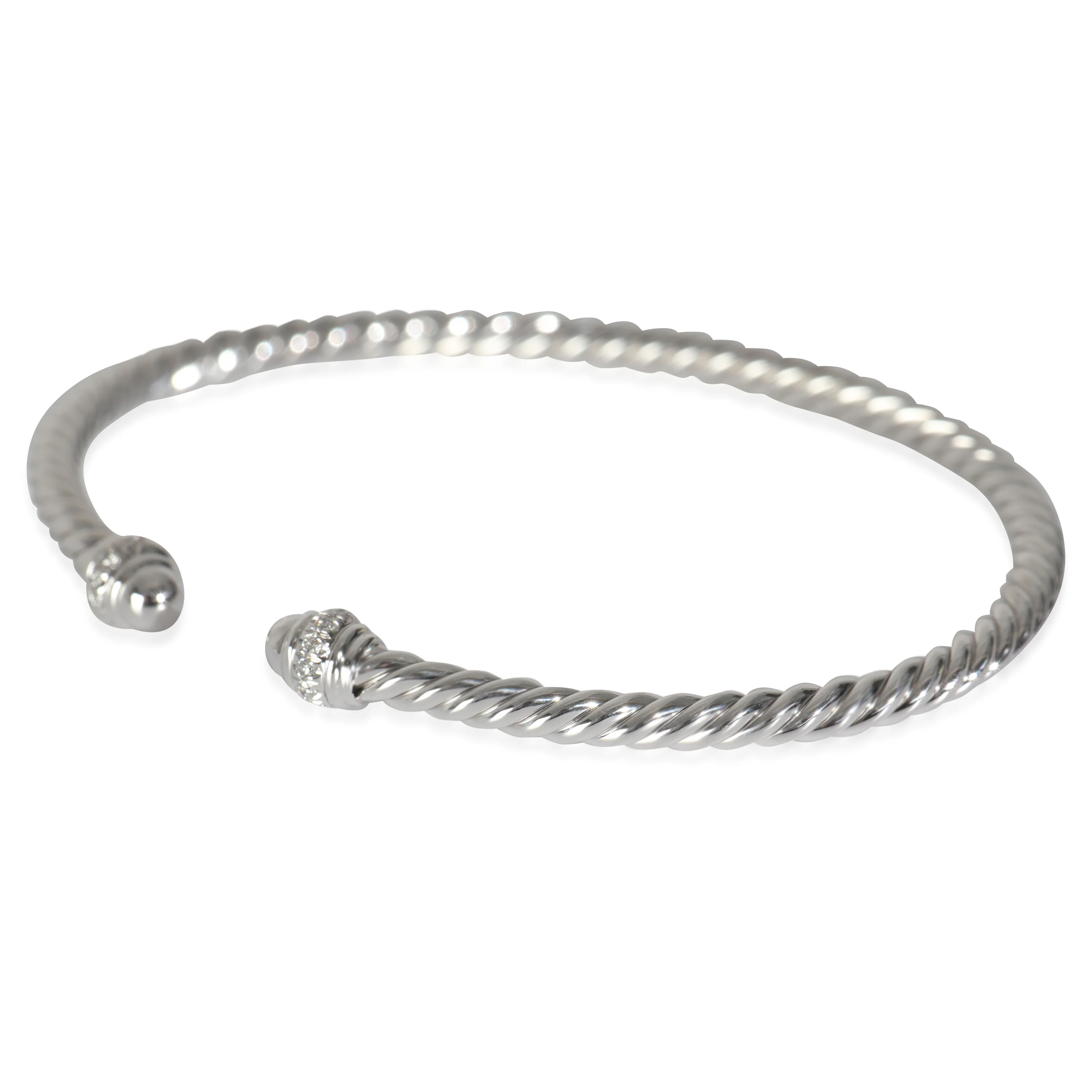Cable Collection Diamond Bracelet in 18k White Gold 0.07 CTW - Image 2