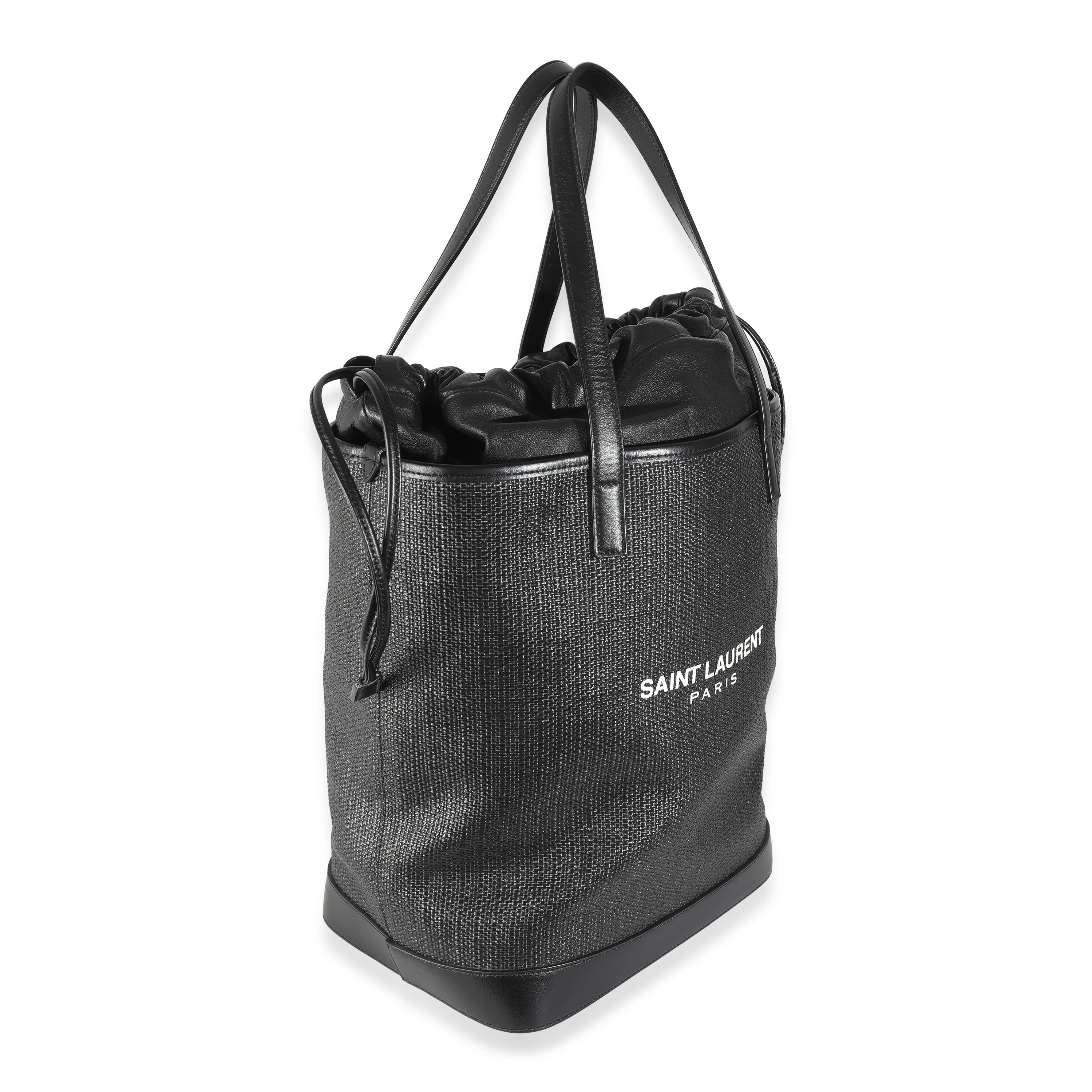 Black Linen Canvas Teddy Shopping Bag - Image 3