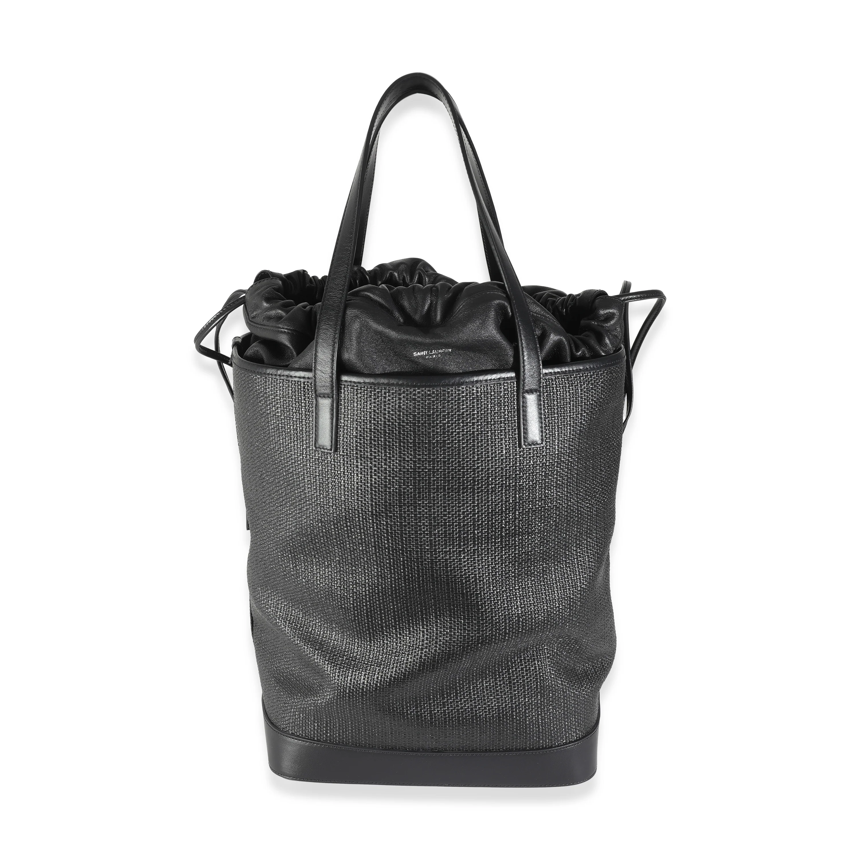 Black Linen Canvas Teddy Shopping Bag - Image 4