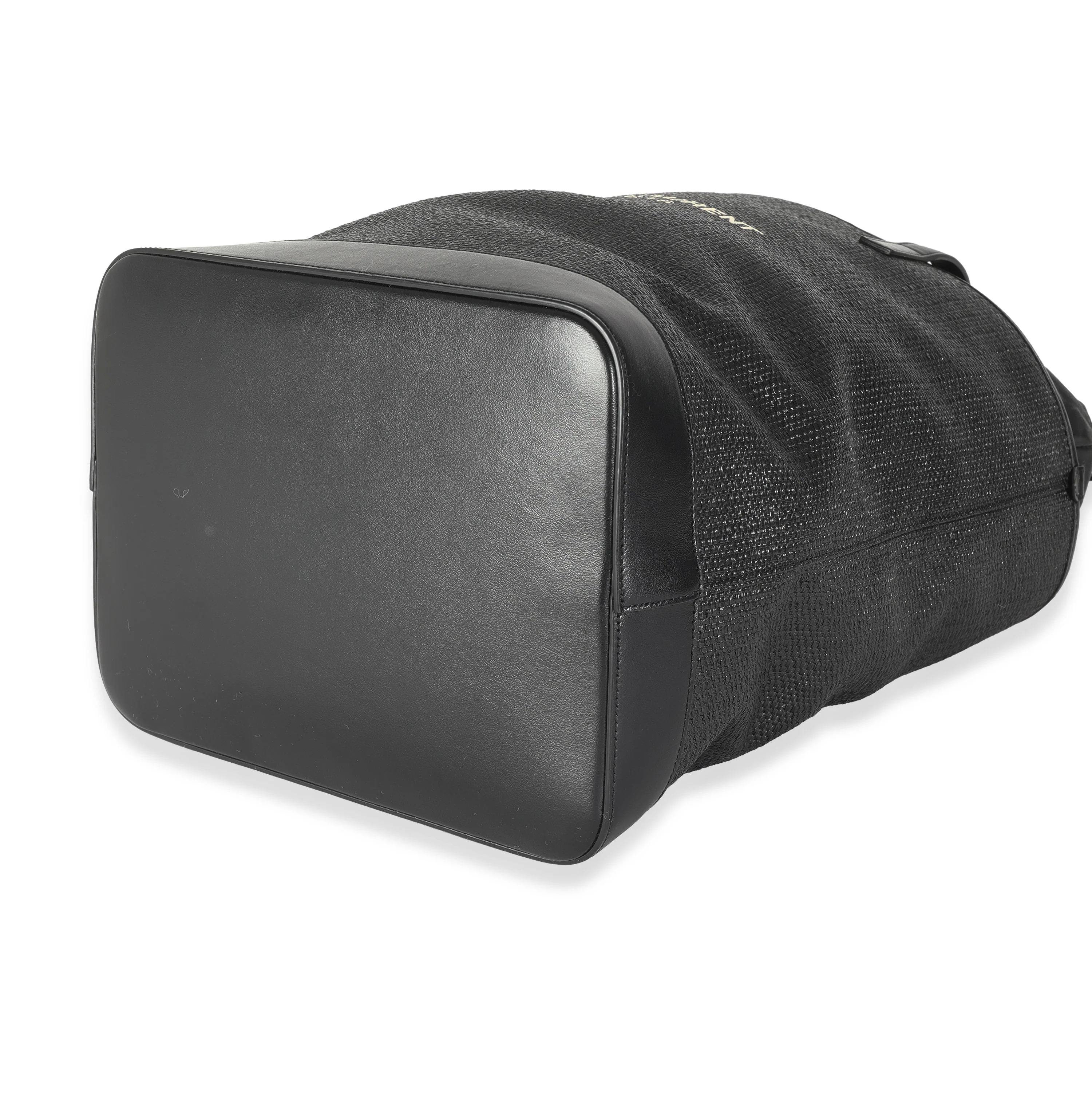 Black Linen Canvas Teddy Shopping Bag - Image 7