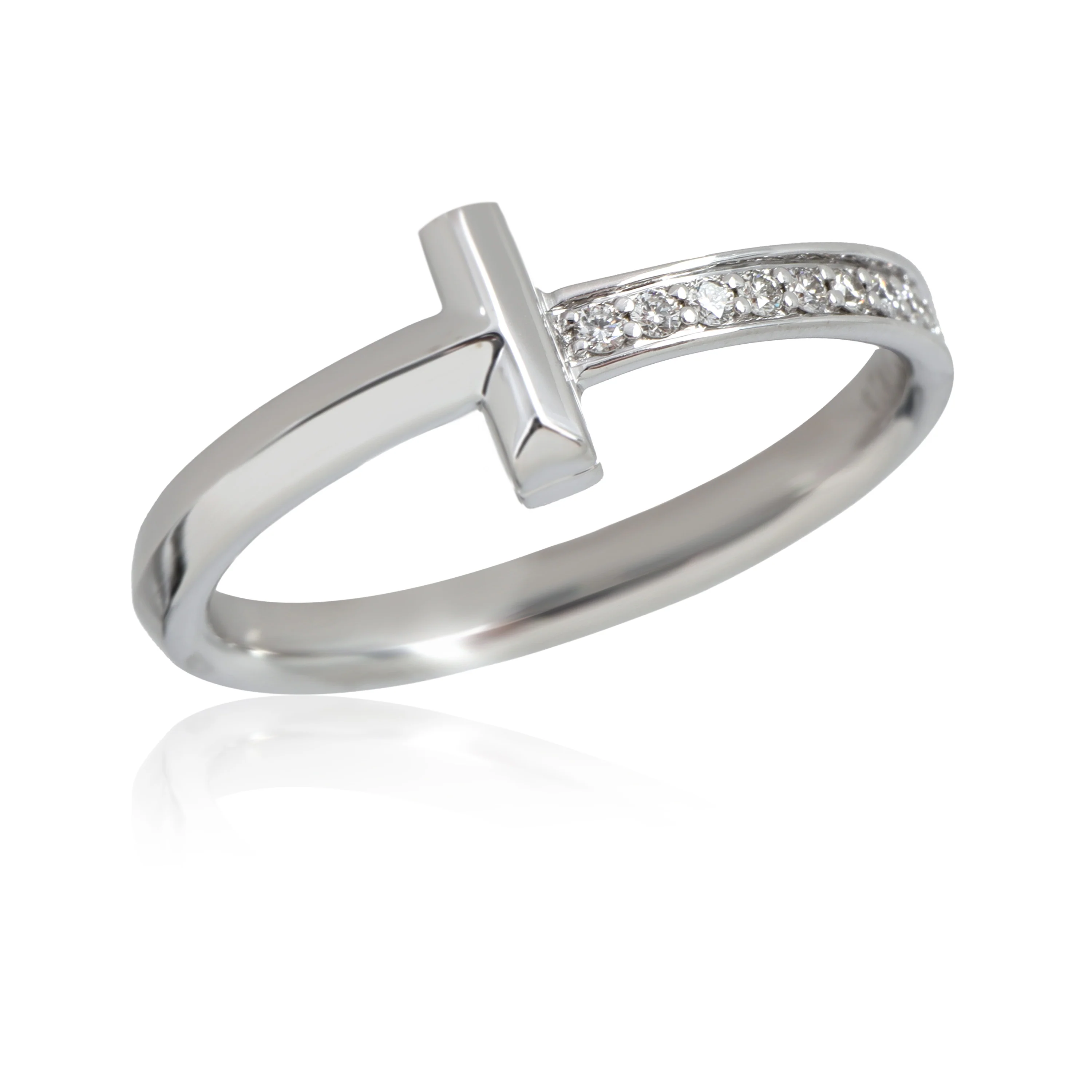 Tiffany T Diamond Ring in 18k White Gold 0.09 CTW - Image 5