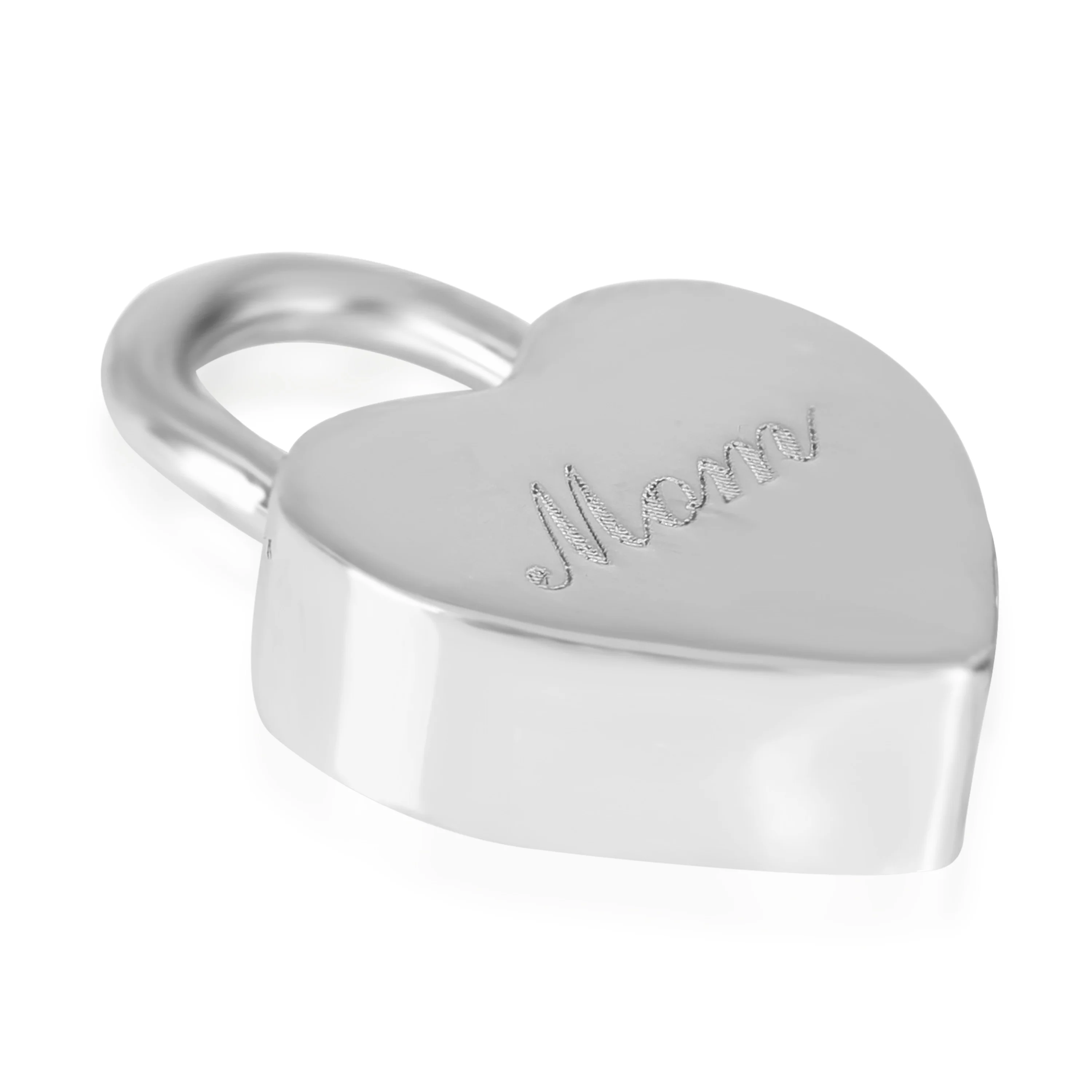 Heart Mom Padlock Charm in  Sterling Silver - Image 2