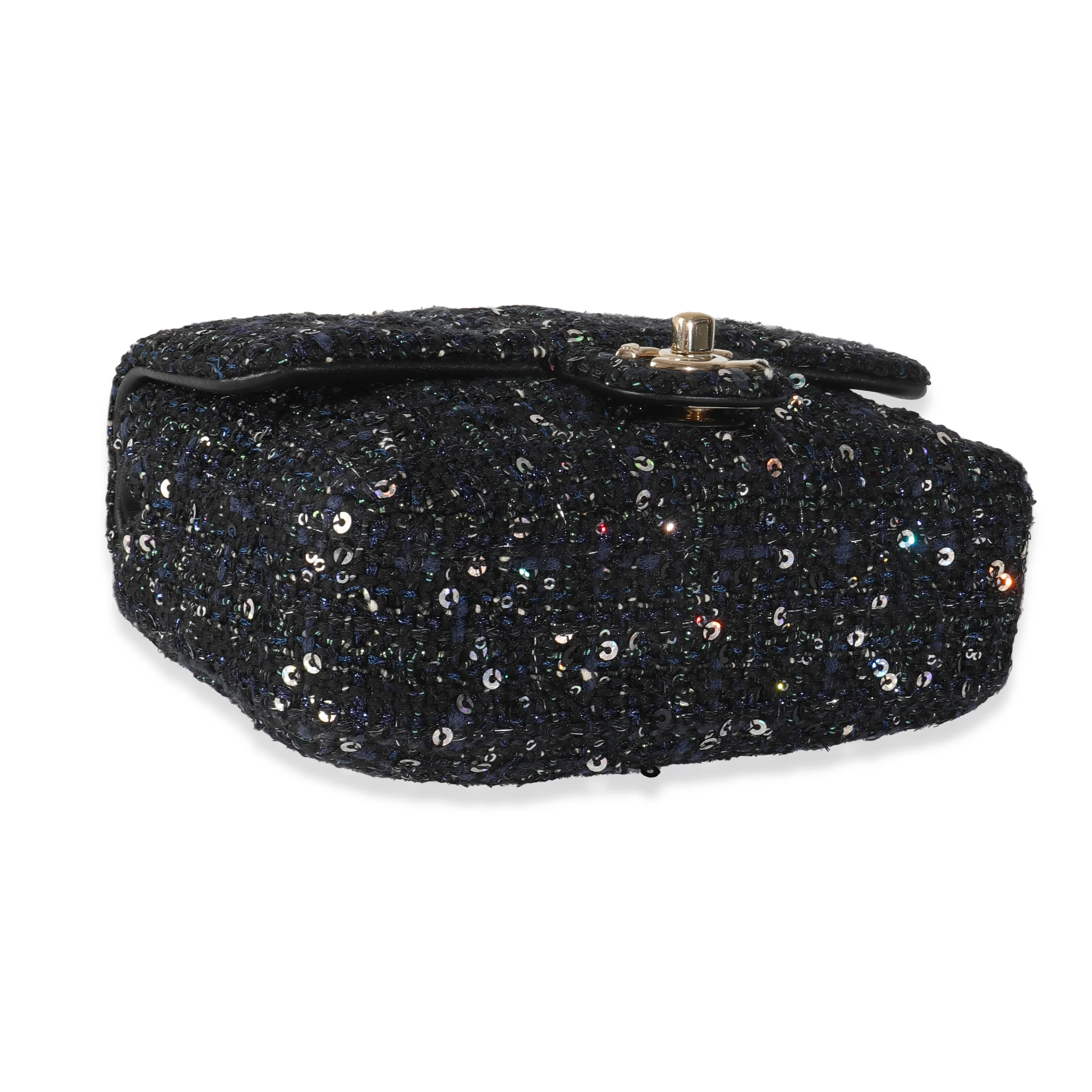 Black Ecru Tweed Mini Pearl Handle Flap Bag - Image 6