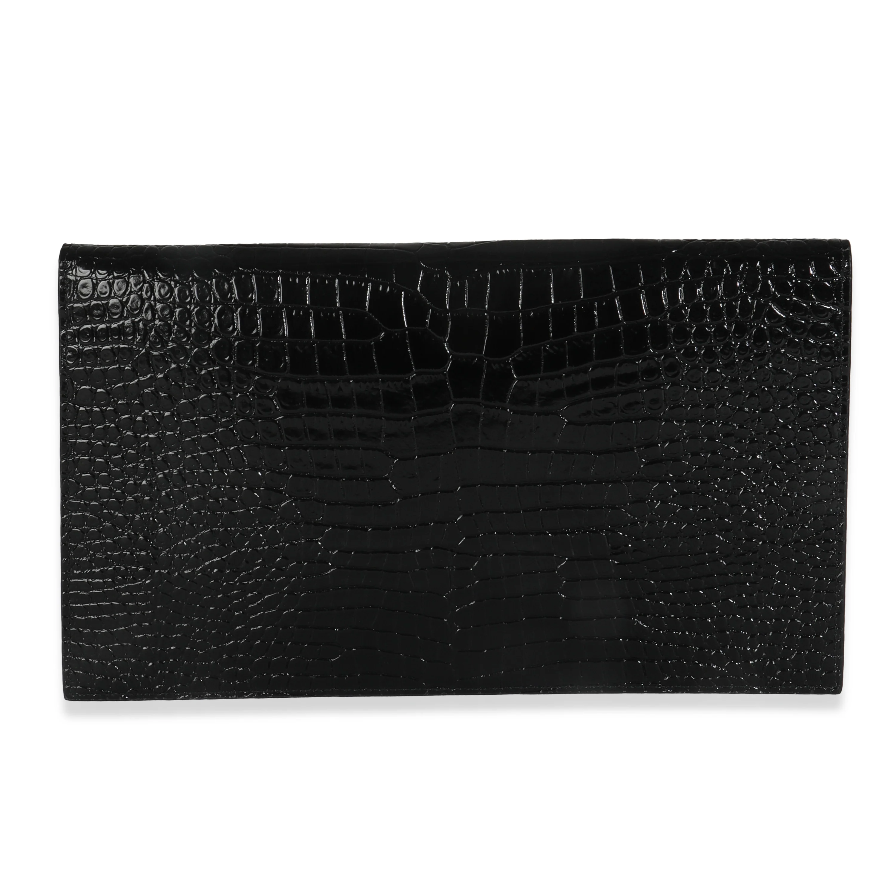 Black Croc Embossed Calfskin Uptown Clutch - Image 4