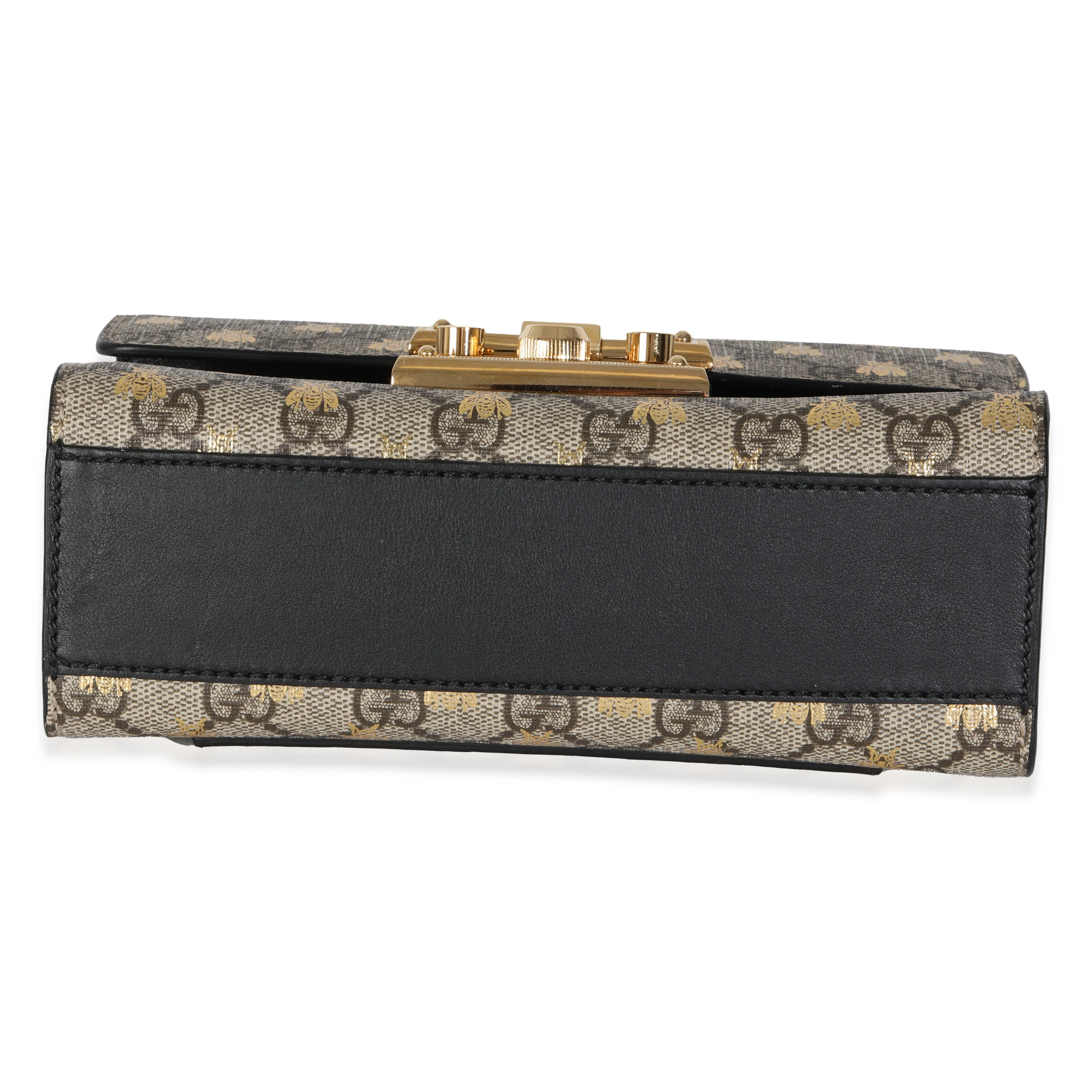 Black GG Supreme Canvas Bees Small Padlock Chain Bag - Image 5
