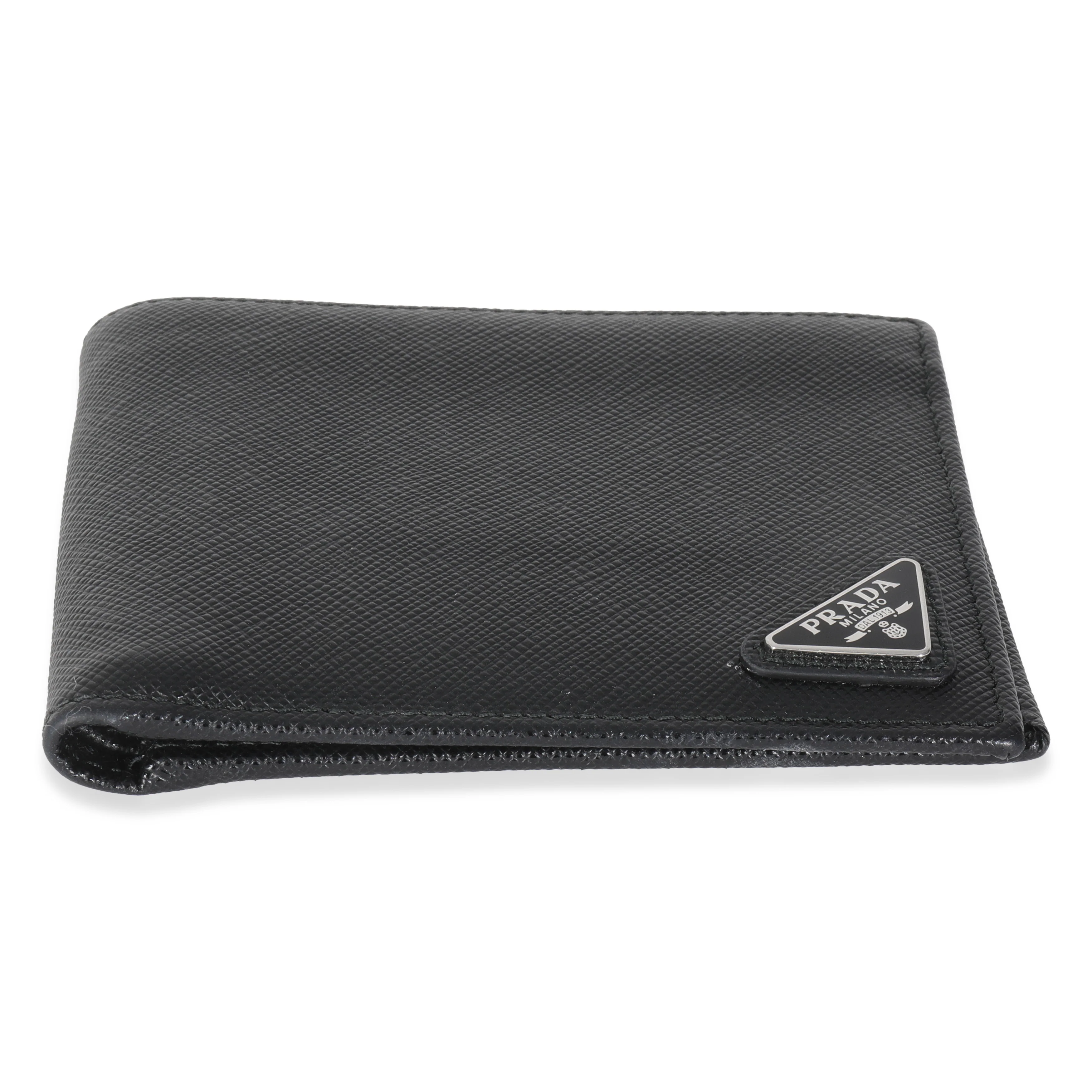 Black Saffiano Logo Plate Bi-Fold Wallet - Image 4
