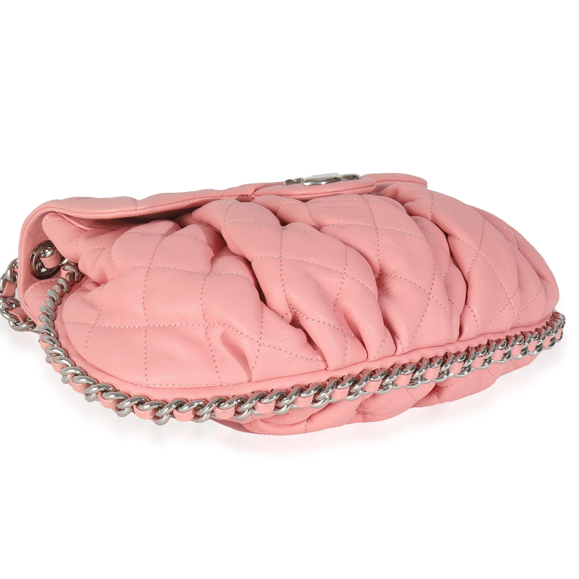 Pink Washed Quilted Lambskin Medium Chain Around Messenger - Image 7