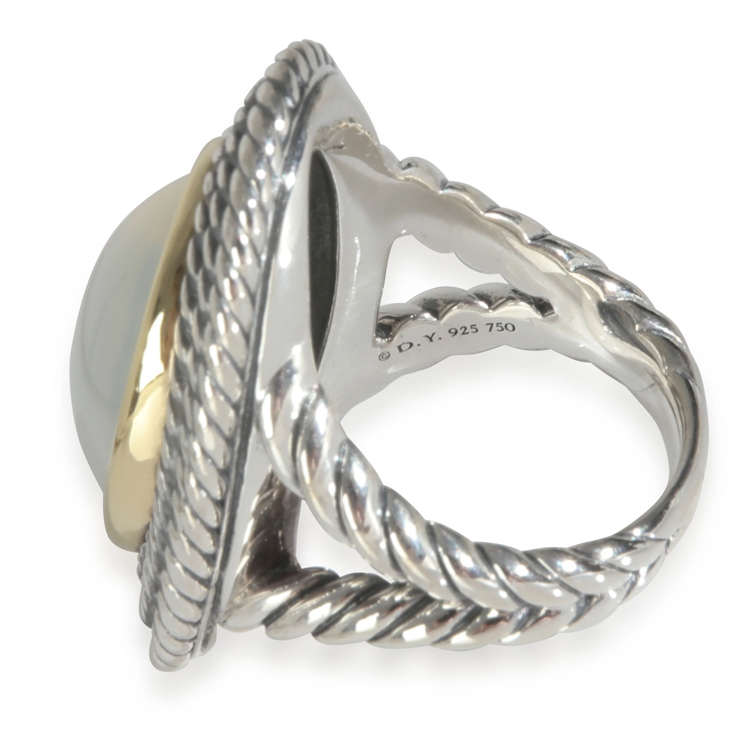 Yellow Gold & Sterling Silver  Moon Quartz Coil Ring Ring - Image 5