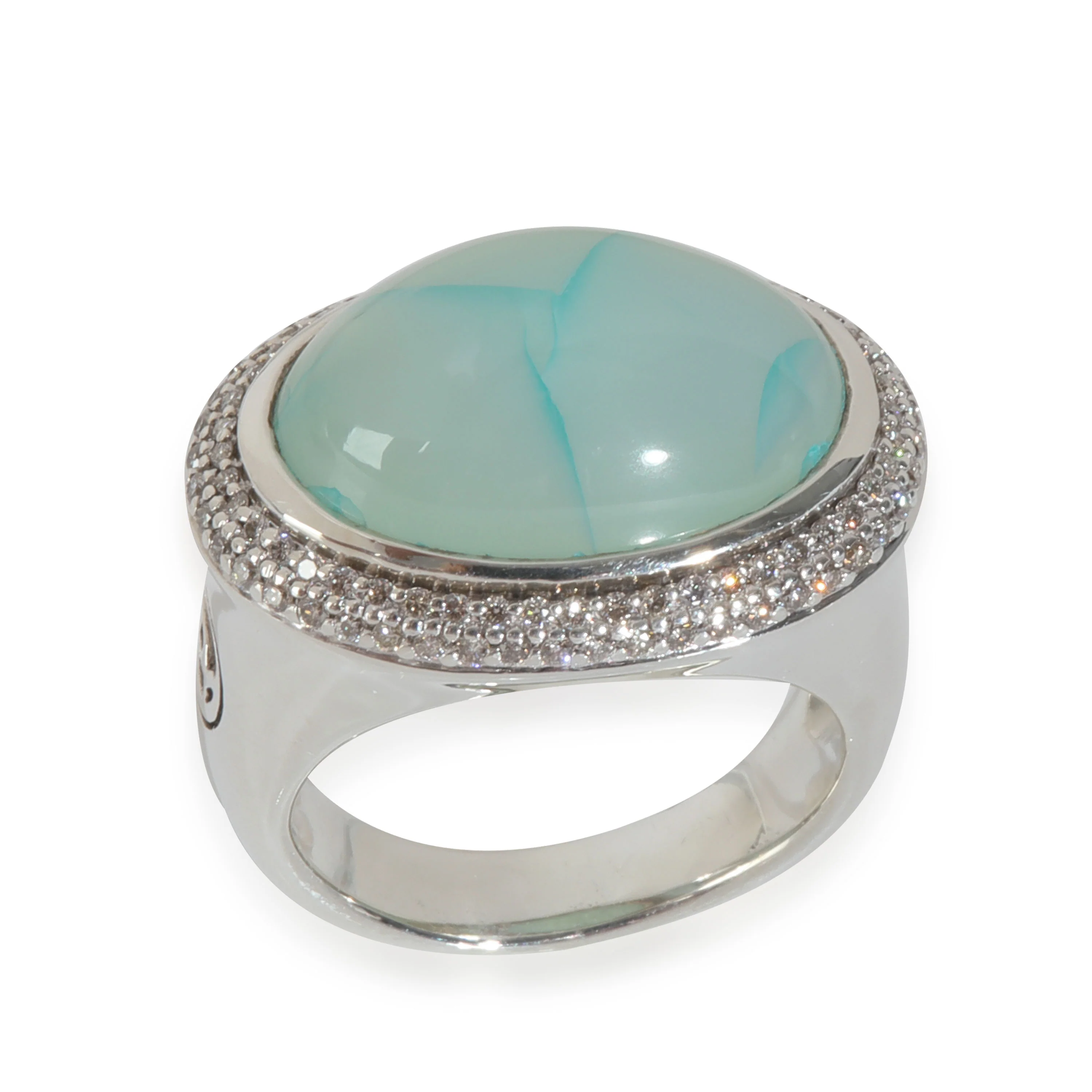 Sterling Silver Chalcedony and Diamond Signature Oval Ring - Image 3