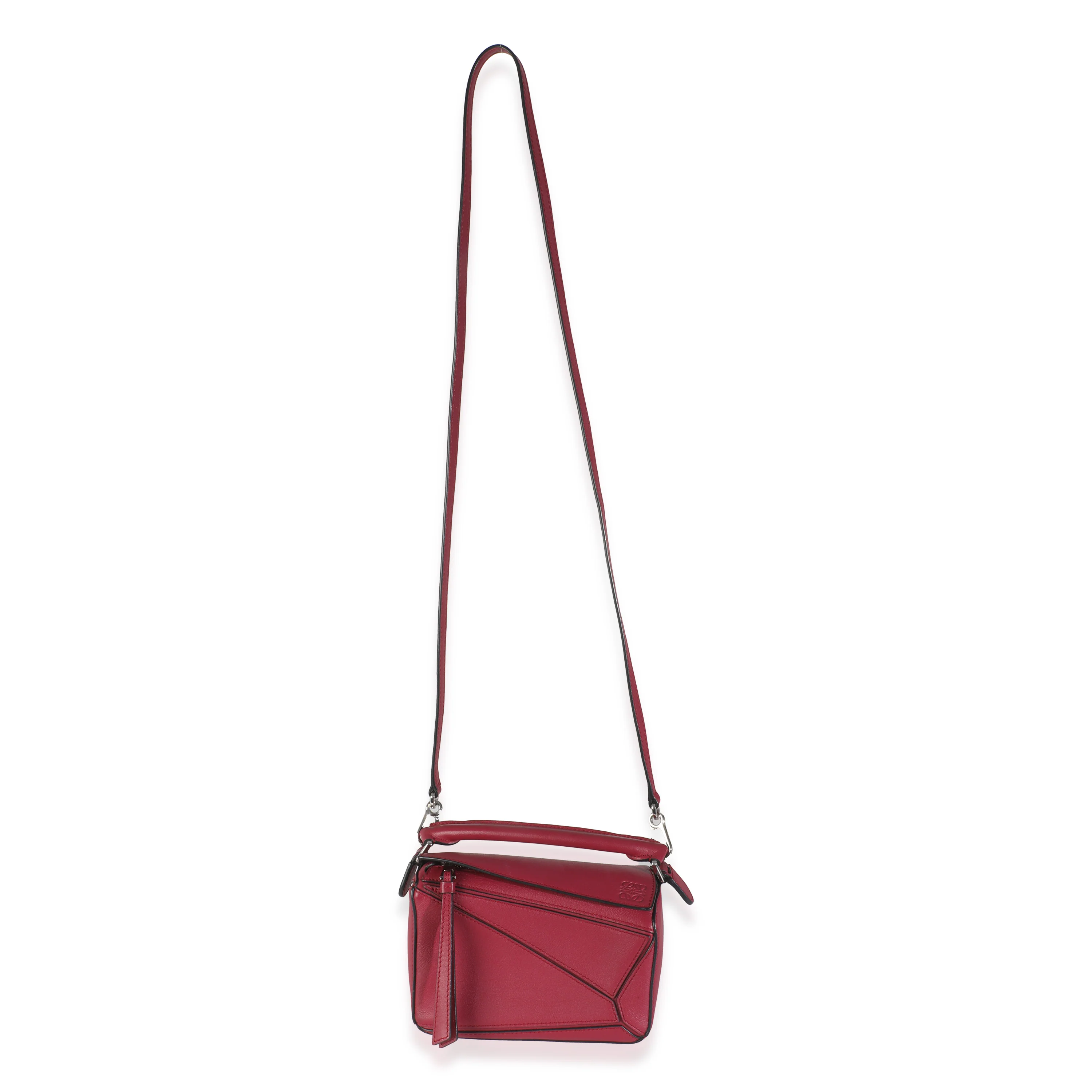 Raspberry Calfskin Mini Puzzle Bag - Image 7