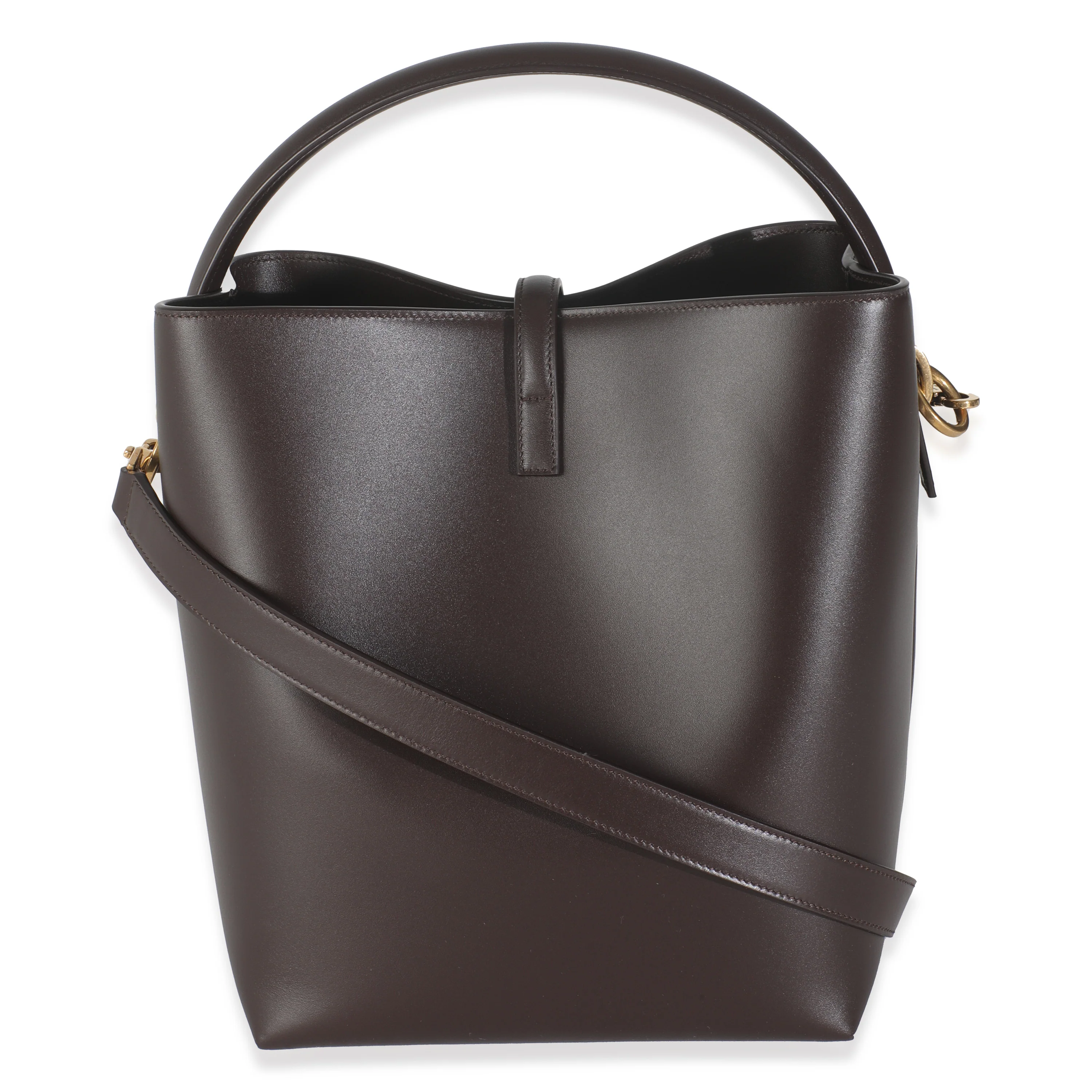 Dark Sweet Choco Shiny Calfskin Le 37 Bucket Bag - Image 3