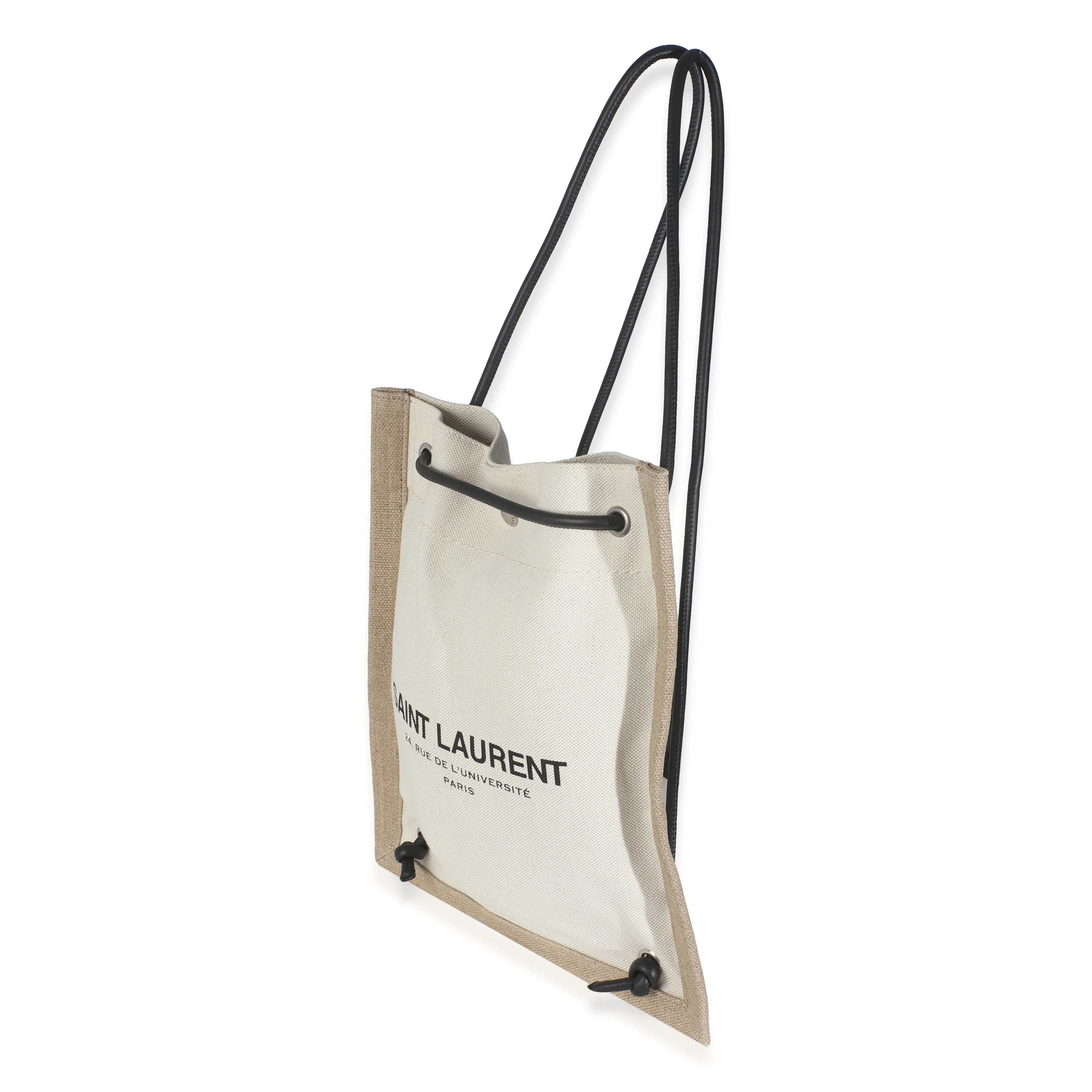 Beige Canvas Universite Flat Backpack - Image 2