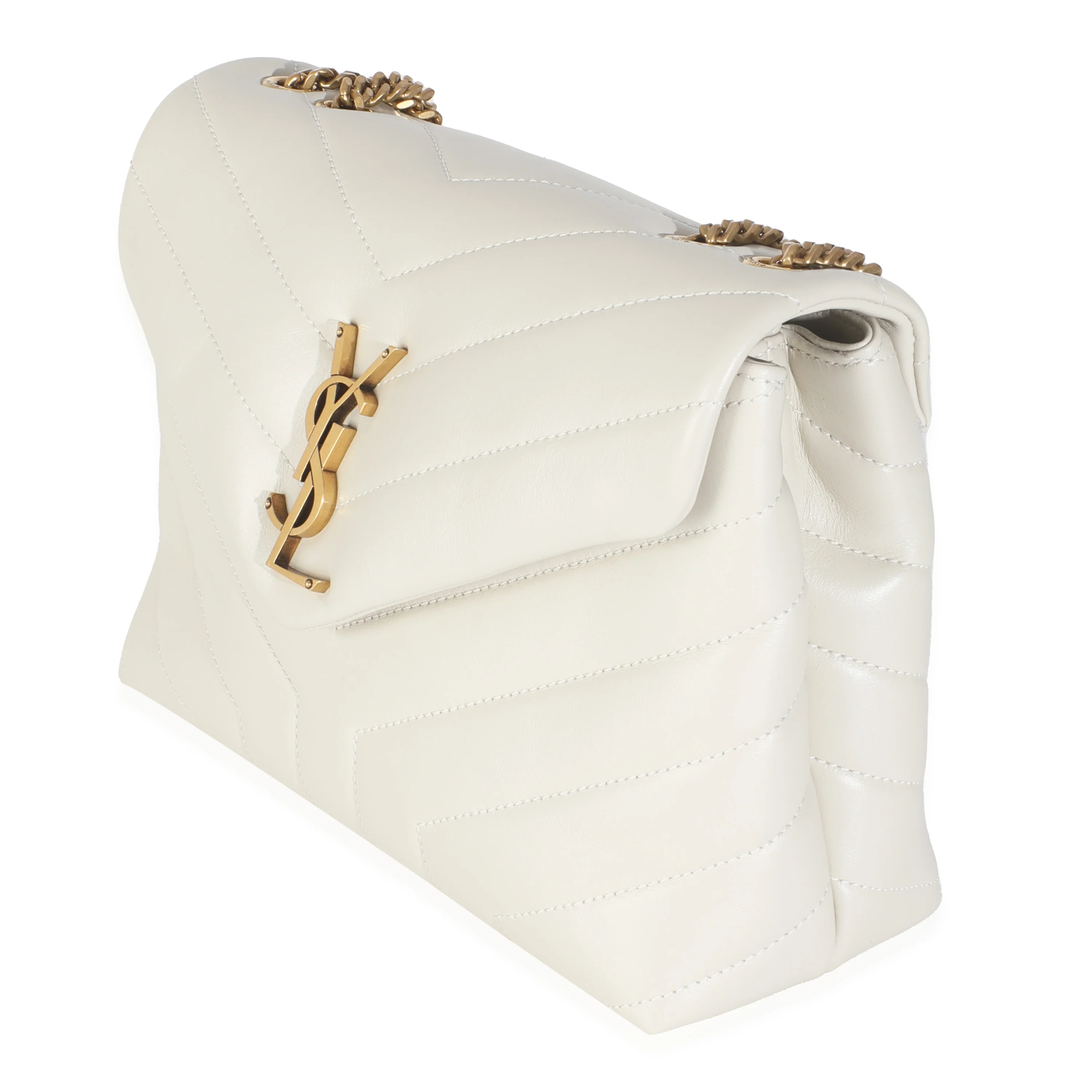Crema Soft Calfskin Y Quilted Small Loulou Chain Satchel - Image 2