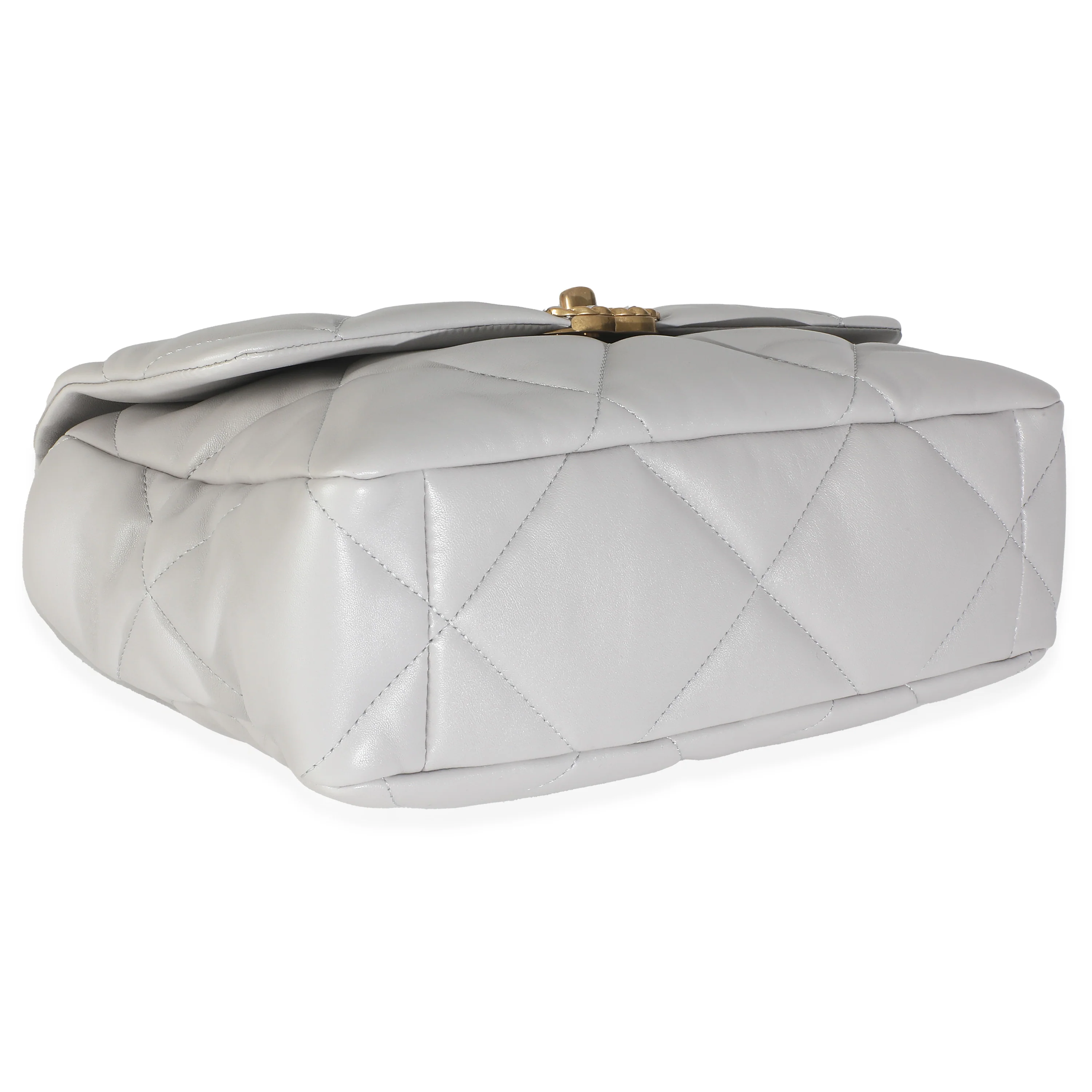 Light Grey Quilted Lambskin Large Chanel 19 Flap Bag - Image 6