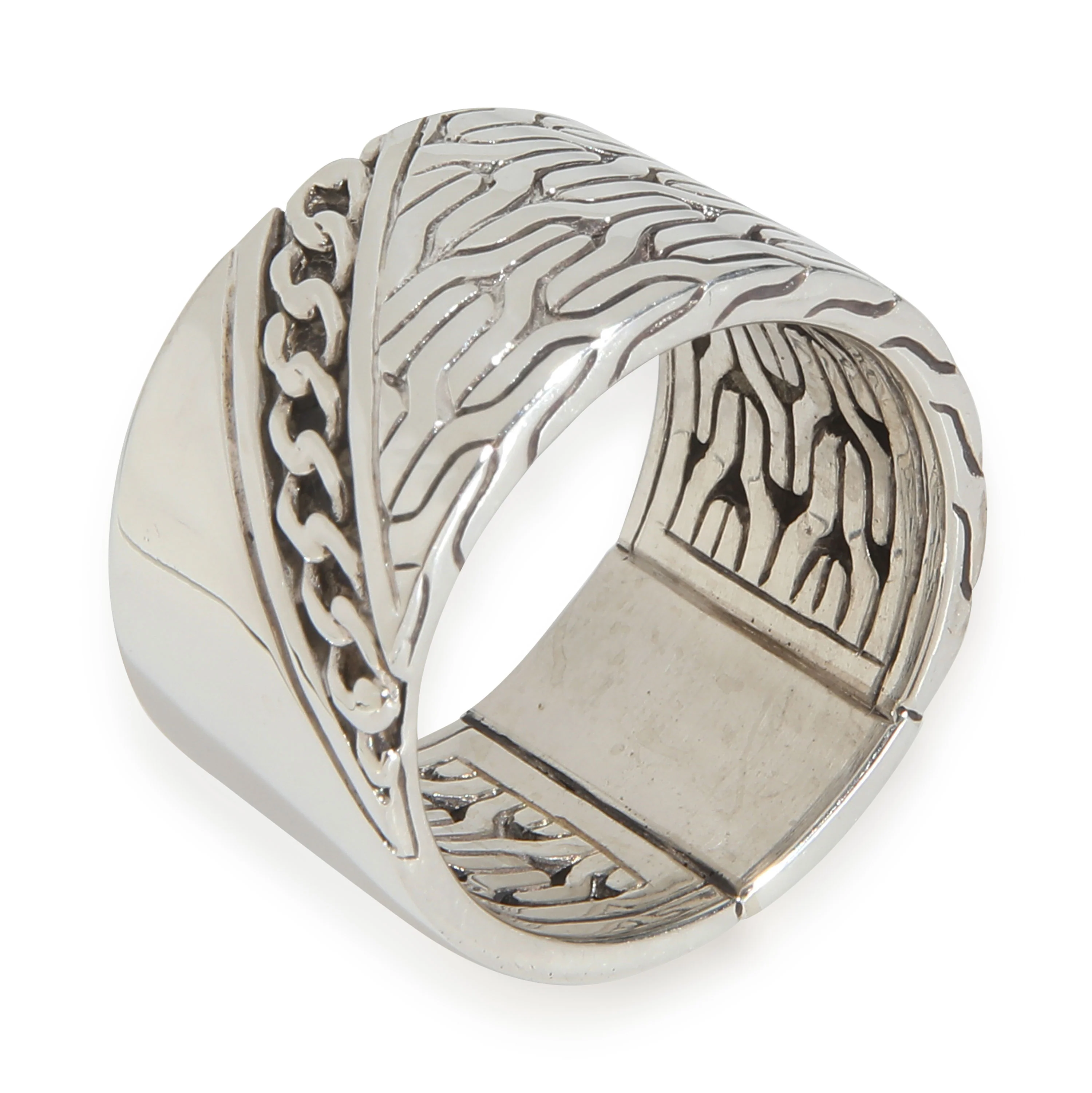 Sterling Silver Carved Chain Band - Image 3
