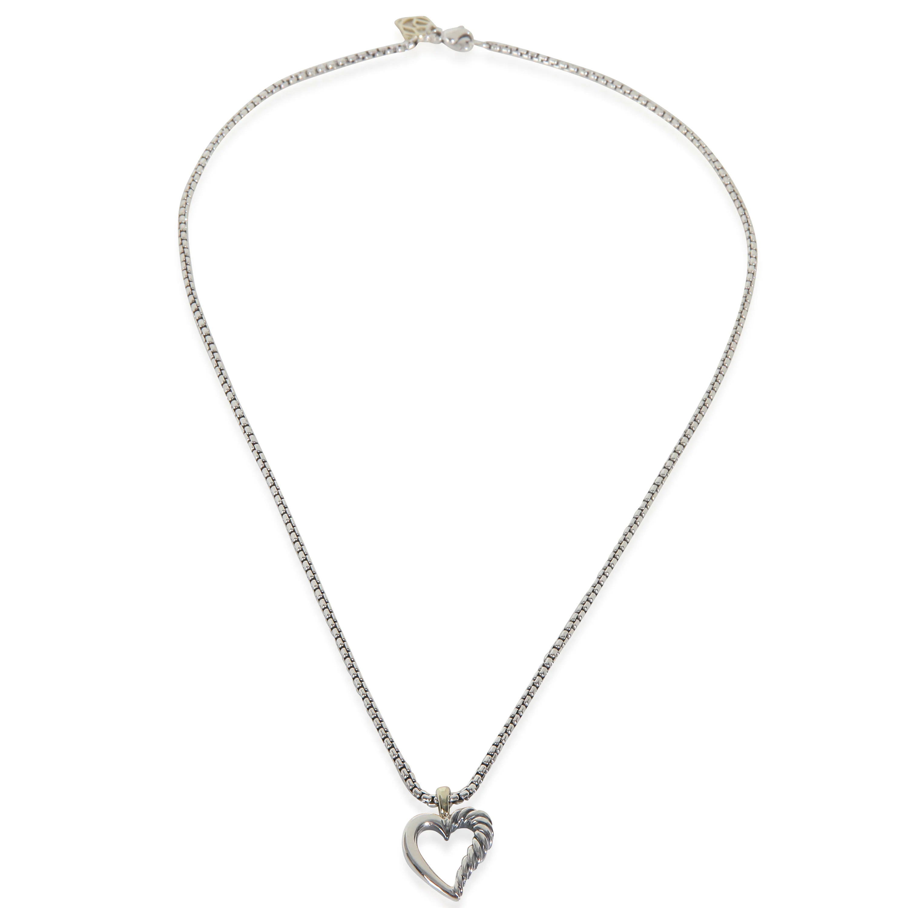 Yellow Gold & Sterling Silver  Cable Heart Pendant - Image 2