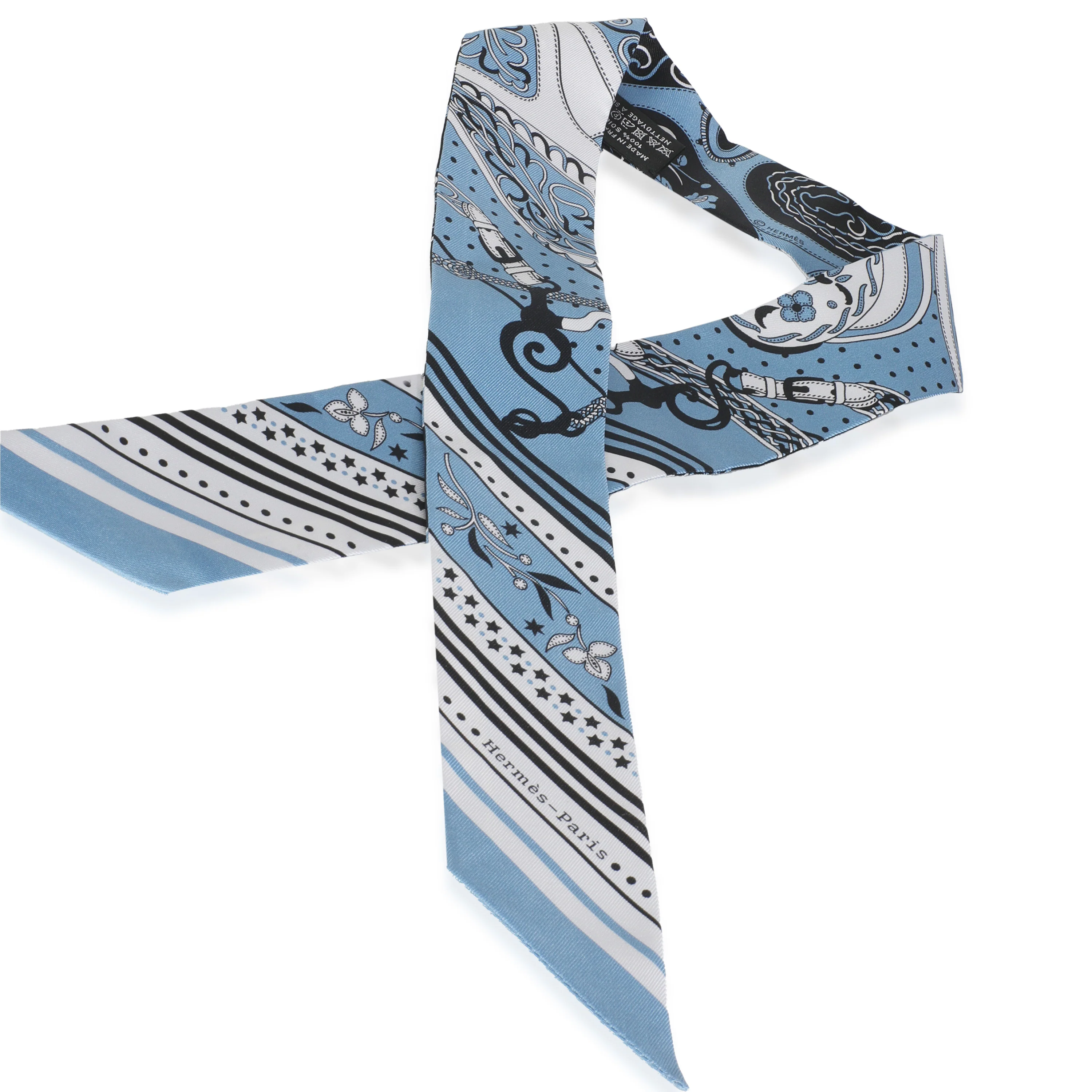 Blue Jean Blanc Noir Silk Festival Des Amazones Bandanna Twilly - Image 2