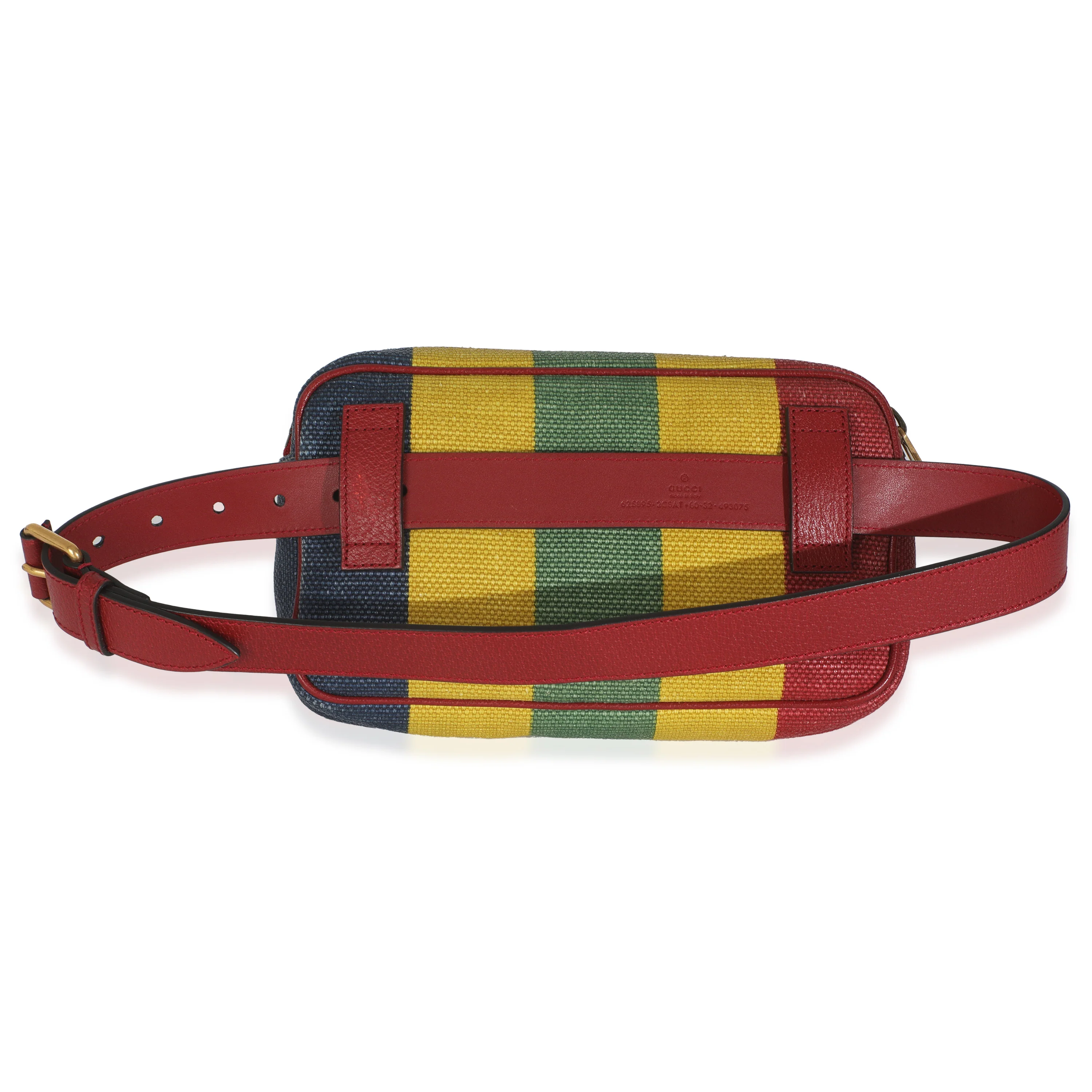 Multicolor Striped Canvas Leather Script Logo Belt Bag - Image 4