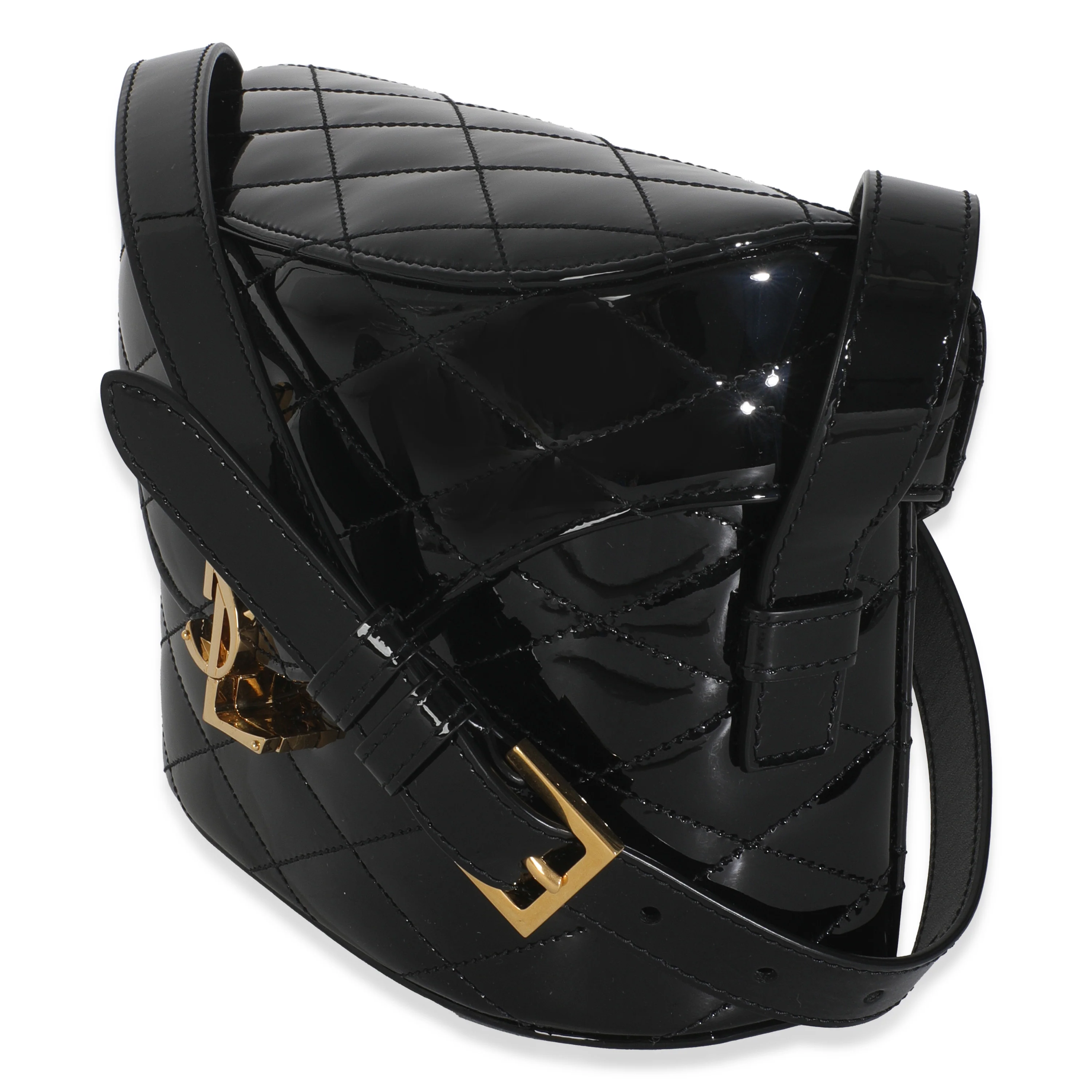 Black Patent Matelasse Monogram June Box Bag - Image 2