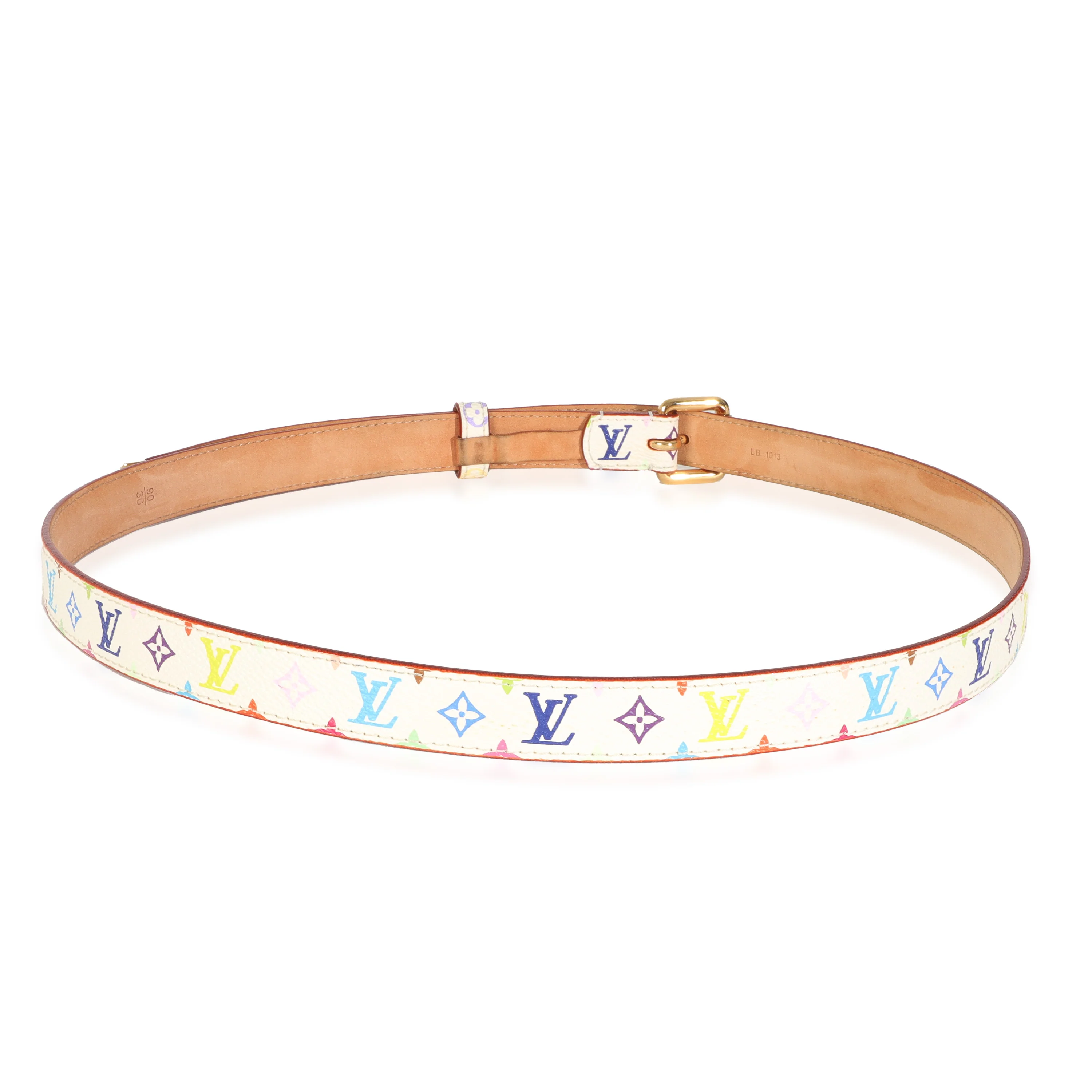 White Monogram Multicolor Canvas Buckle Belt 90/36 - Image 5
