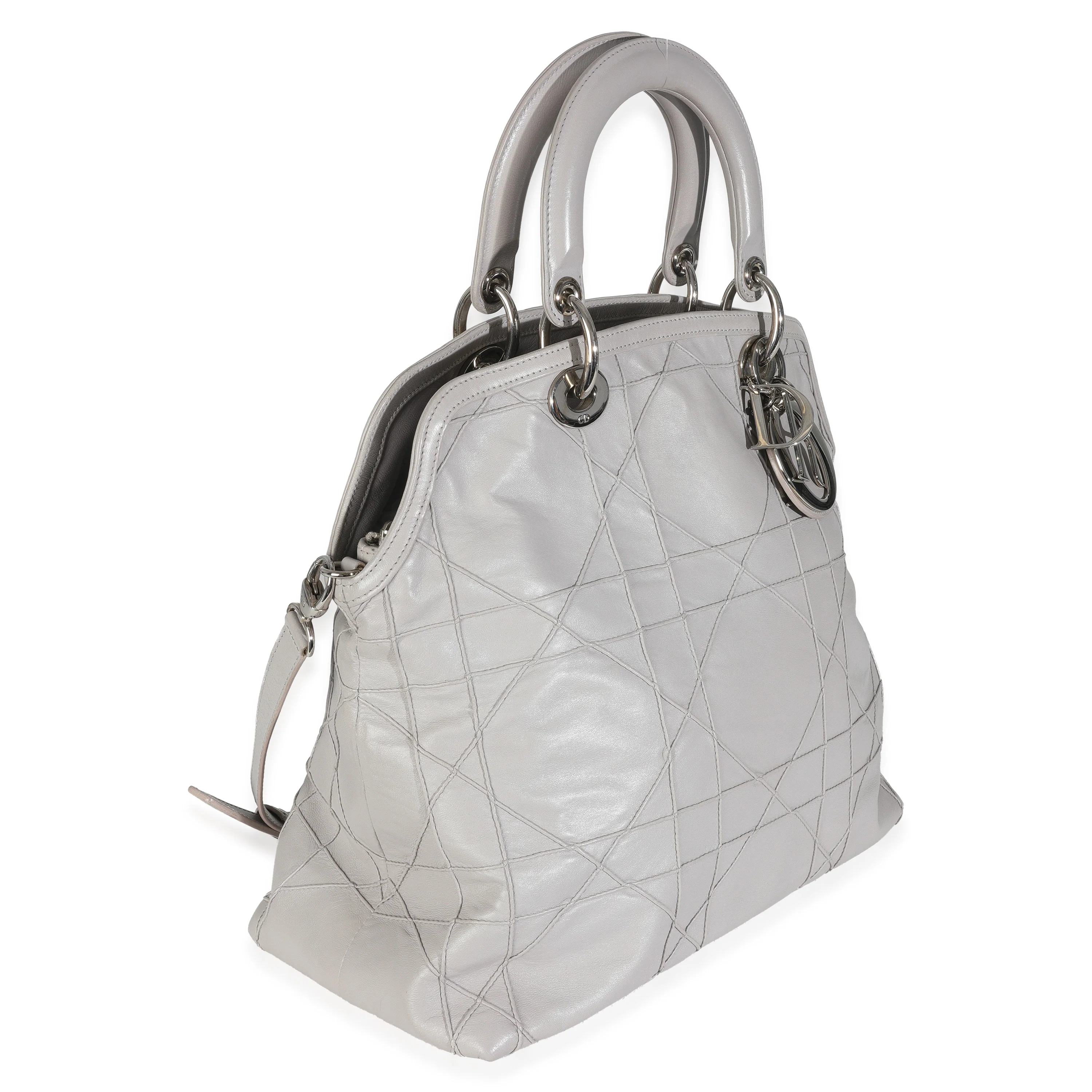 Grey Lambskin Cannage Granville Tote - Image 3