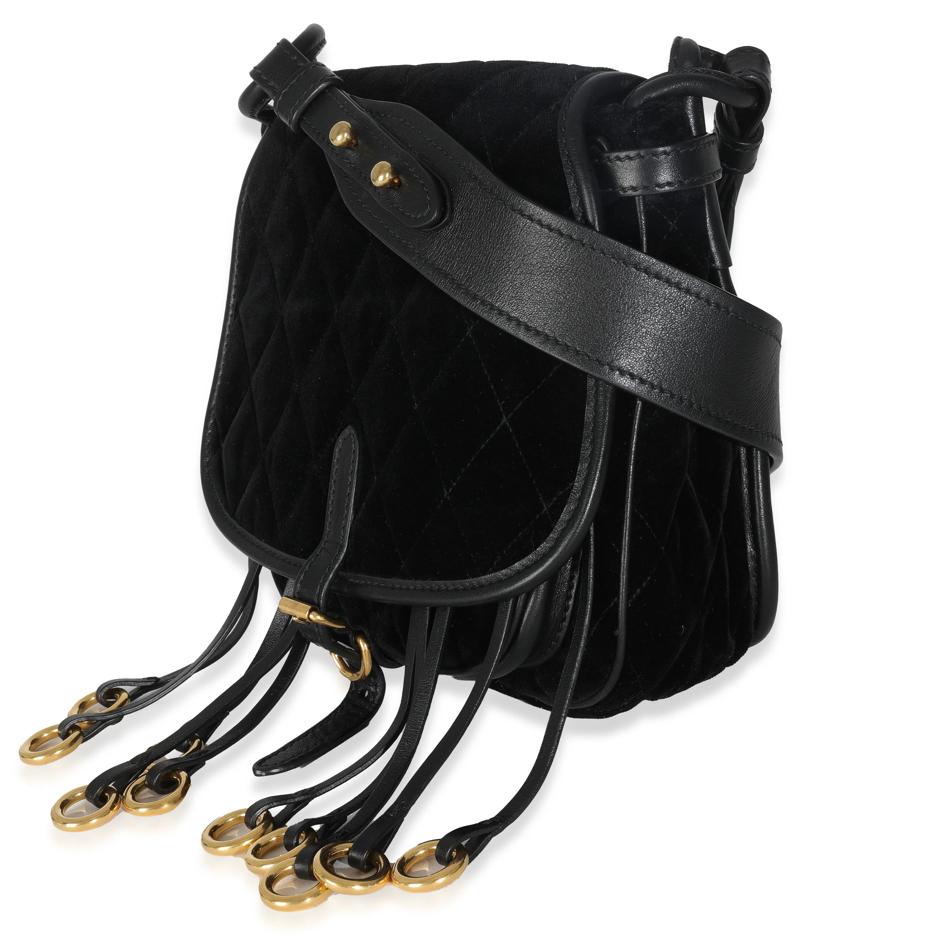 Black Quilted Velvet Velluto Impuntu Corsaire Crossbody - Image 2