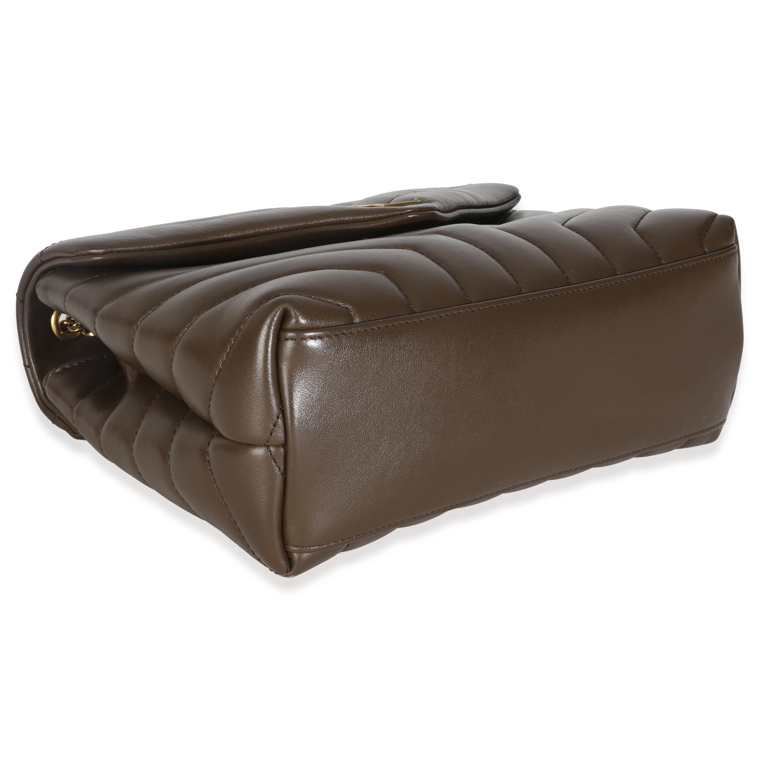 Dark Beige Calfskin Y Quilted Monogram Small Loulou Chain Satchel - Image 6