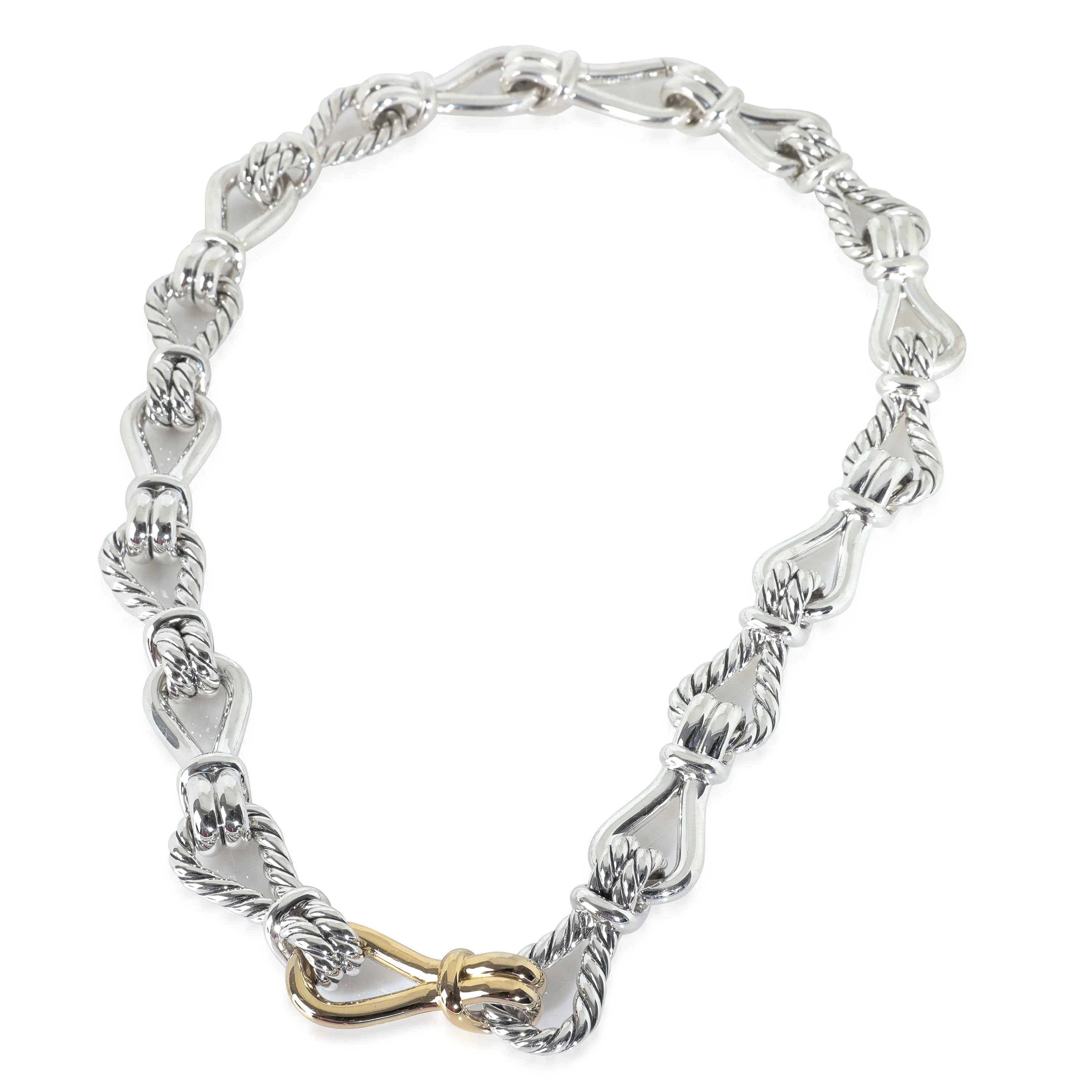 Yellow Gold & Sterling Silver Thoroughbred Loop Linked Chain Neckl - Image 2