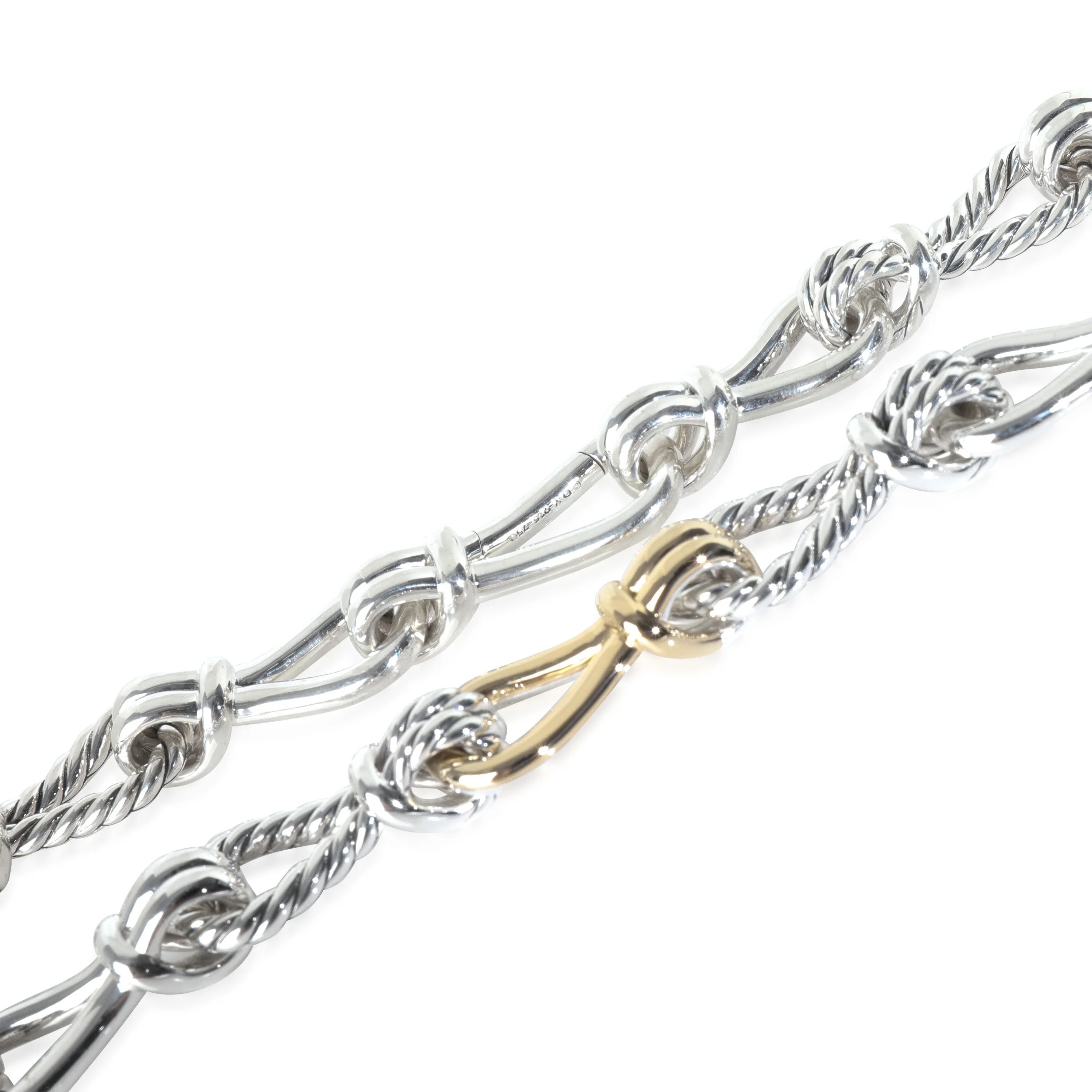 Yellow Gold & Sterling Silver Thoroughbred Loop Linked Chain Neckl - Image 3