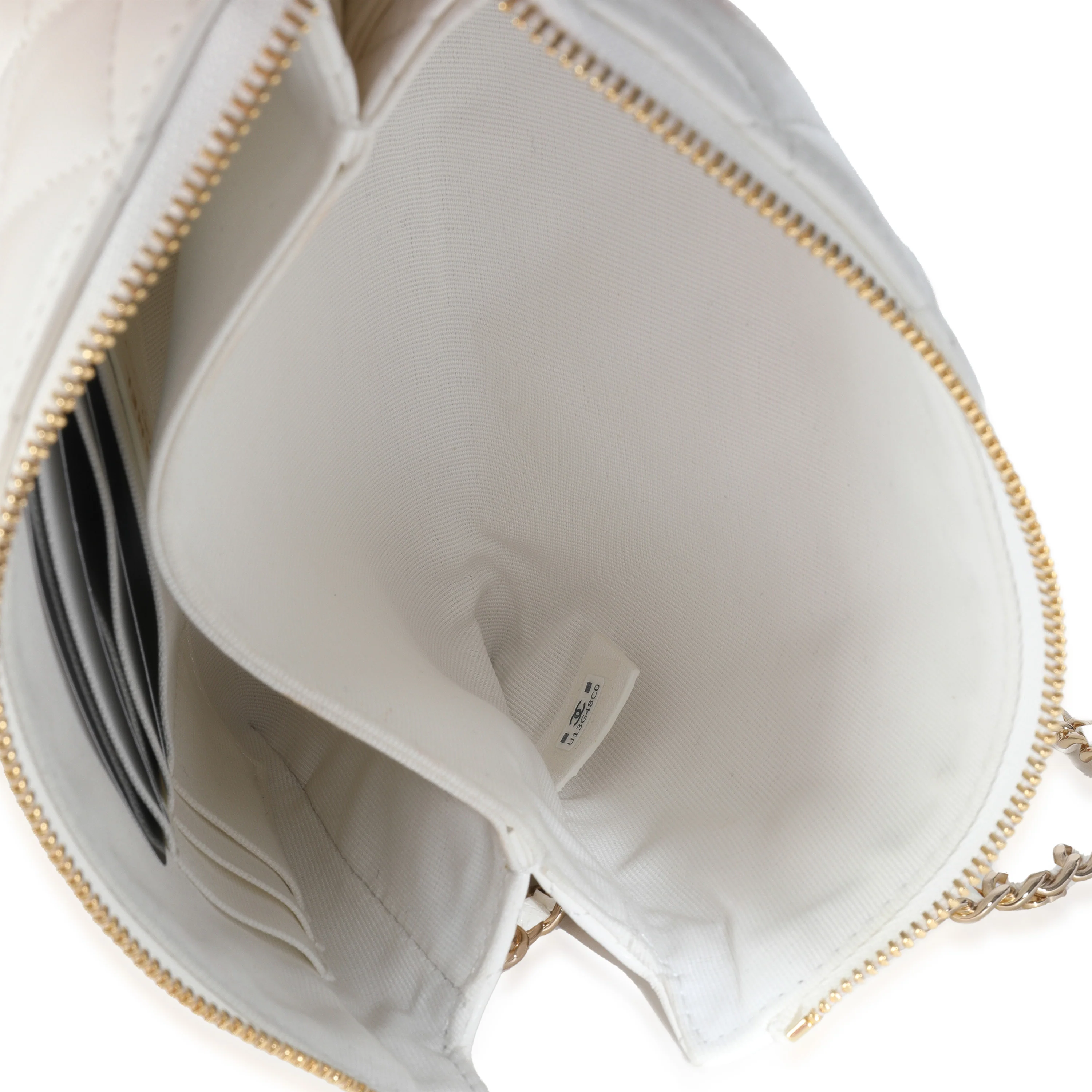 White Shiny Crumpled Quilted Calfskin Clutch Bag - Image 6