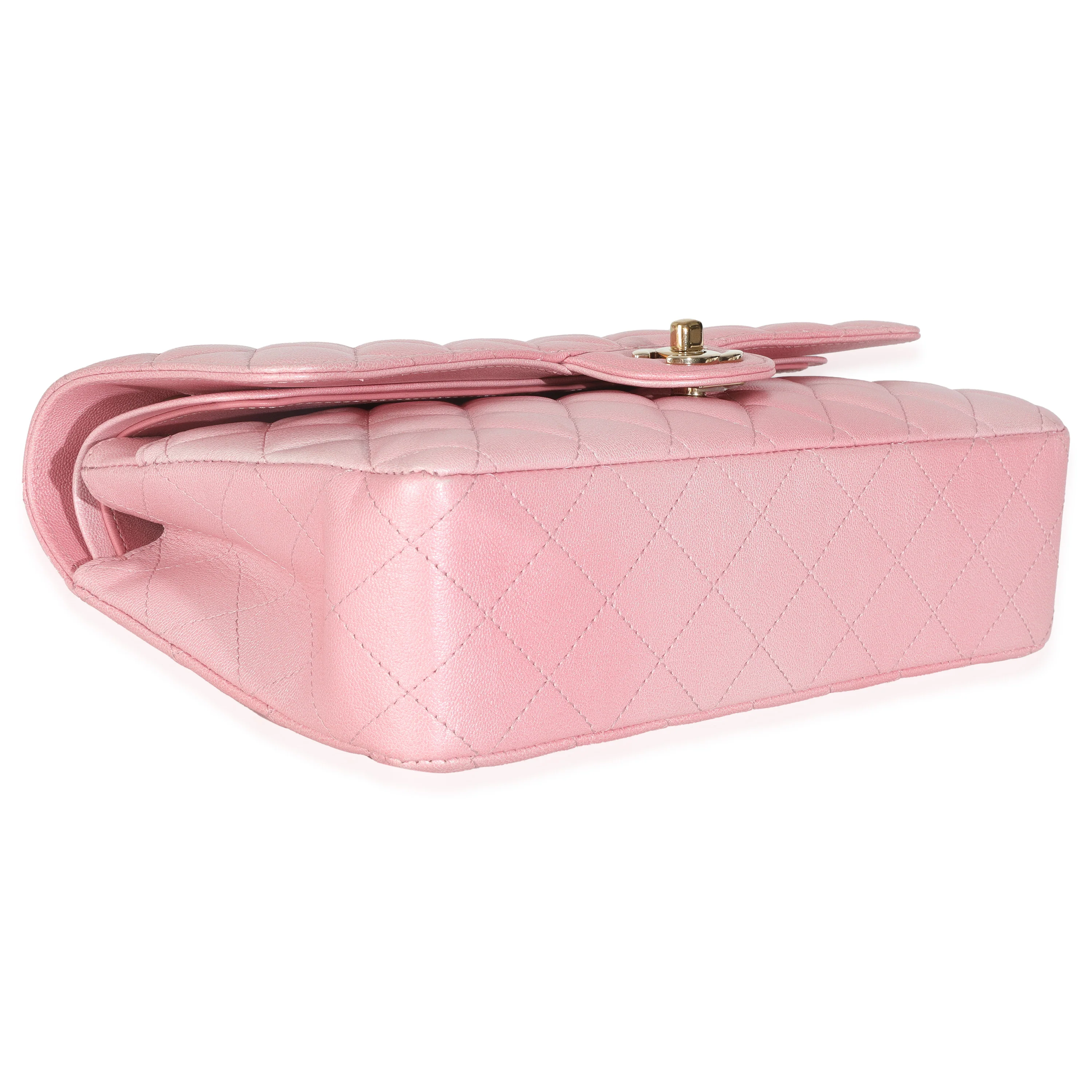 Pink Ombre Metallic Quilted Goatskin Medium Double Flap Bag - Image 6