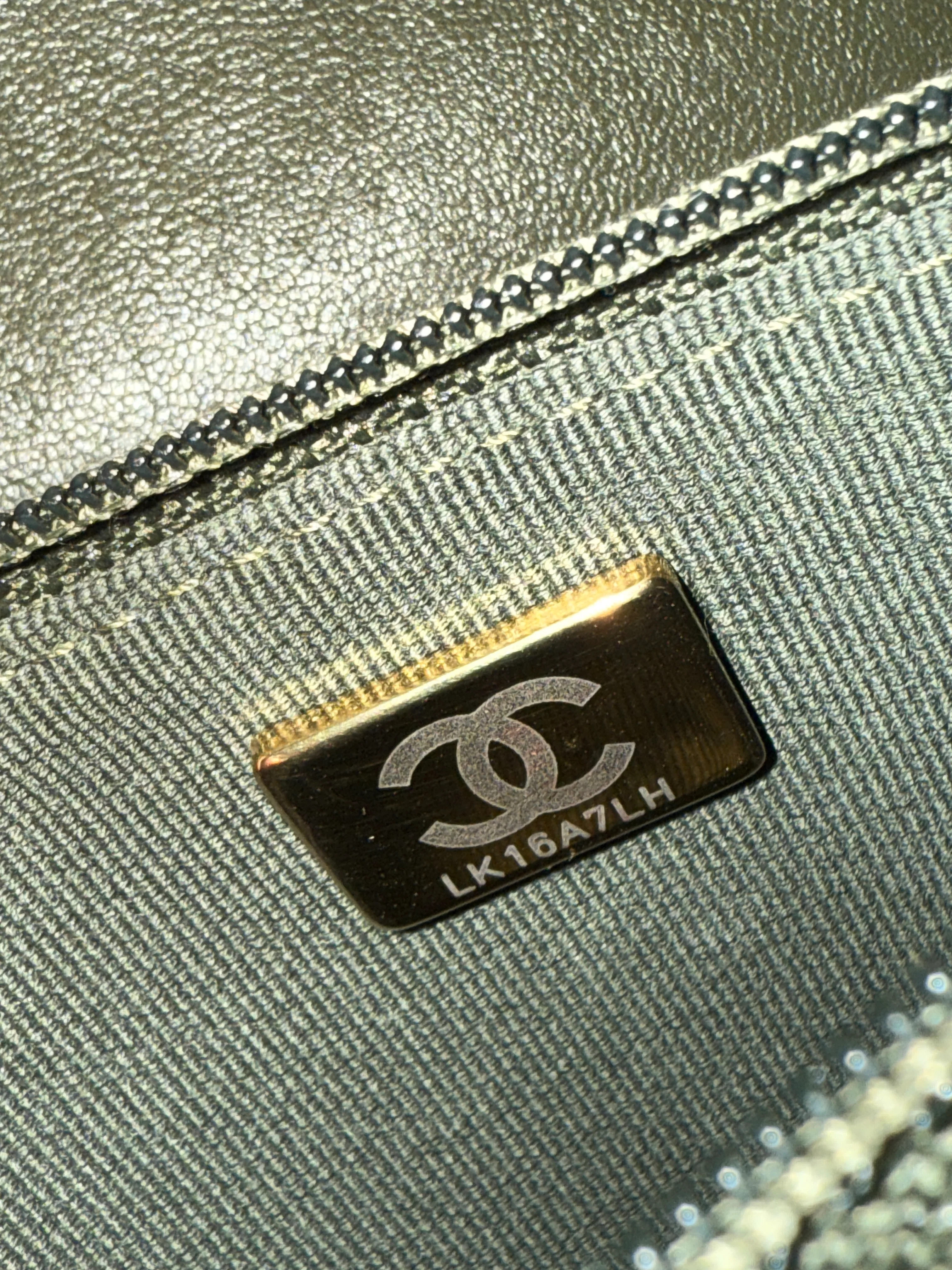 Khaki Quilted Goatskin Chanel 19 Wallet On Chain - Image 11