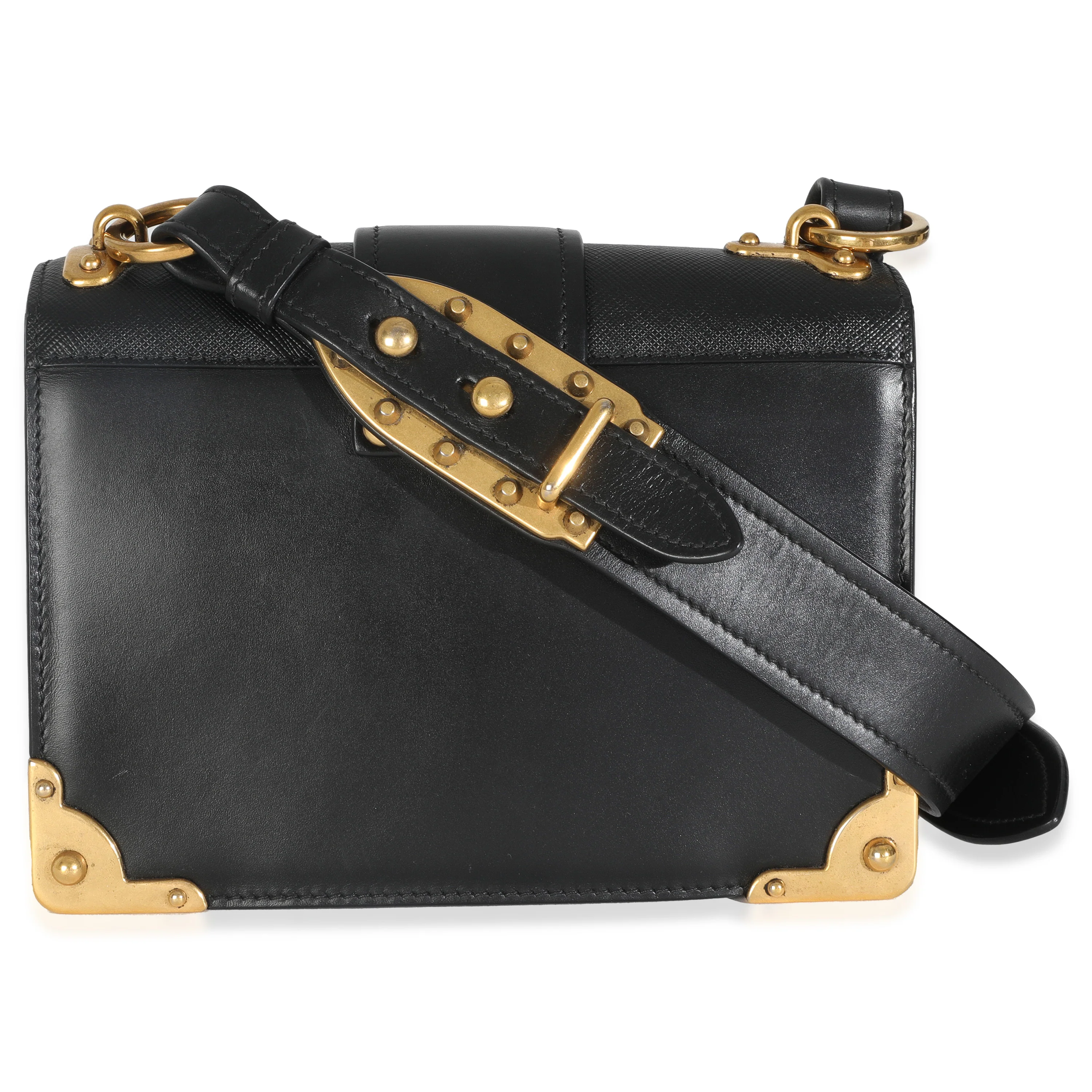 Black Antic Soft Saffiano Lions Head Cahier Shoulder Bag - Image 4