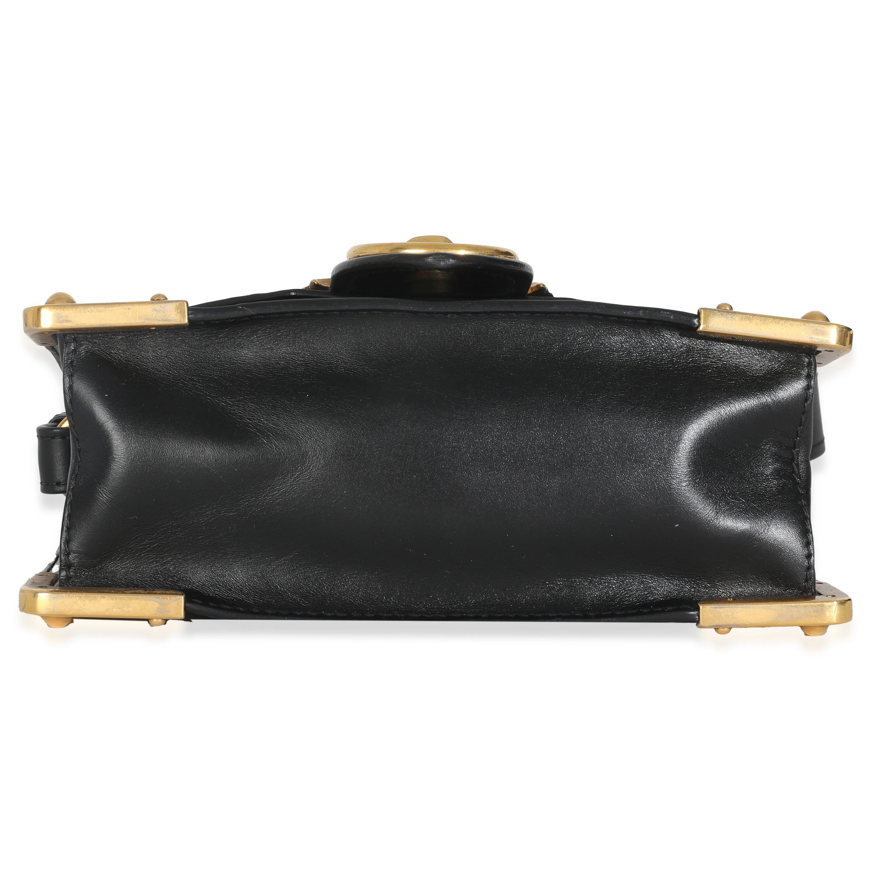 Black Antic Soft Saffiano Lions Head Cahier Shoulder Bag - Image 5