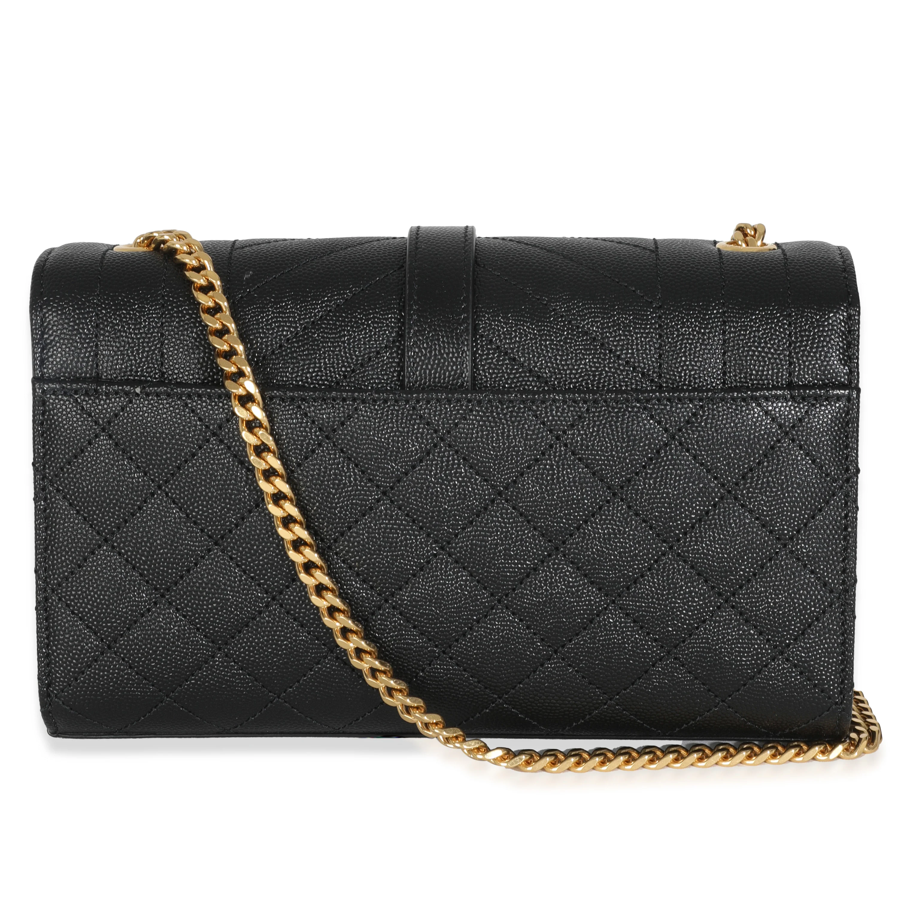 Black Grain De Poudre Mixed Triquilt Small Monogram Envelope Flap - Image 4