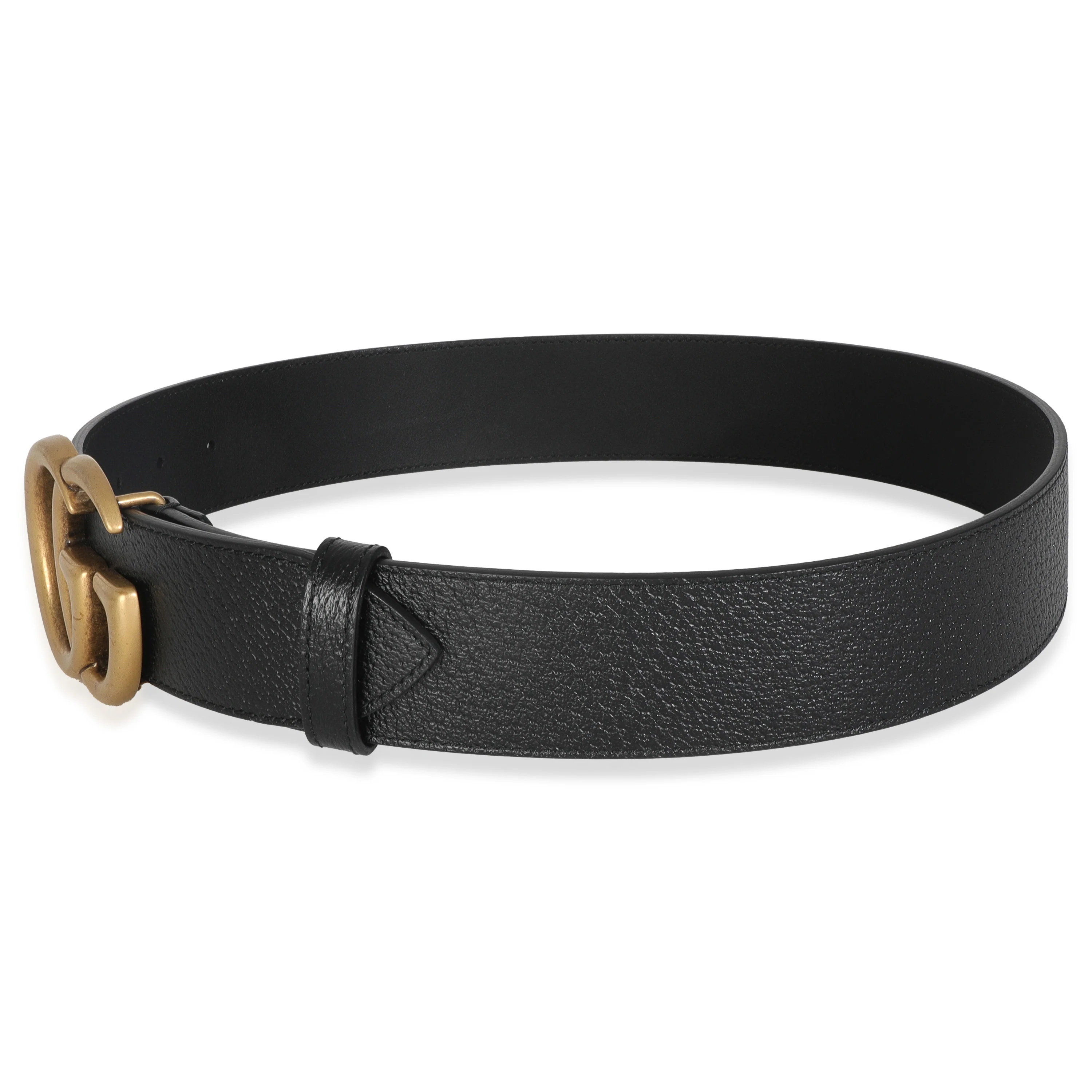 Black Grained Leather GG Marmont Wide Belt 75/30 - Image 3