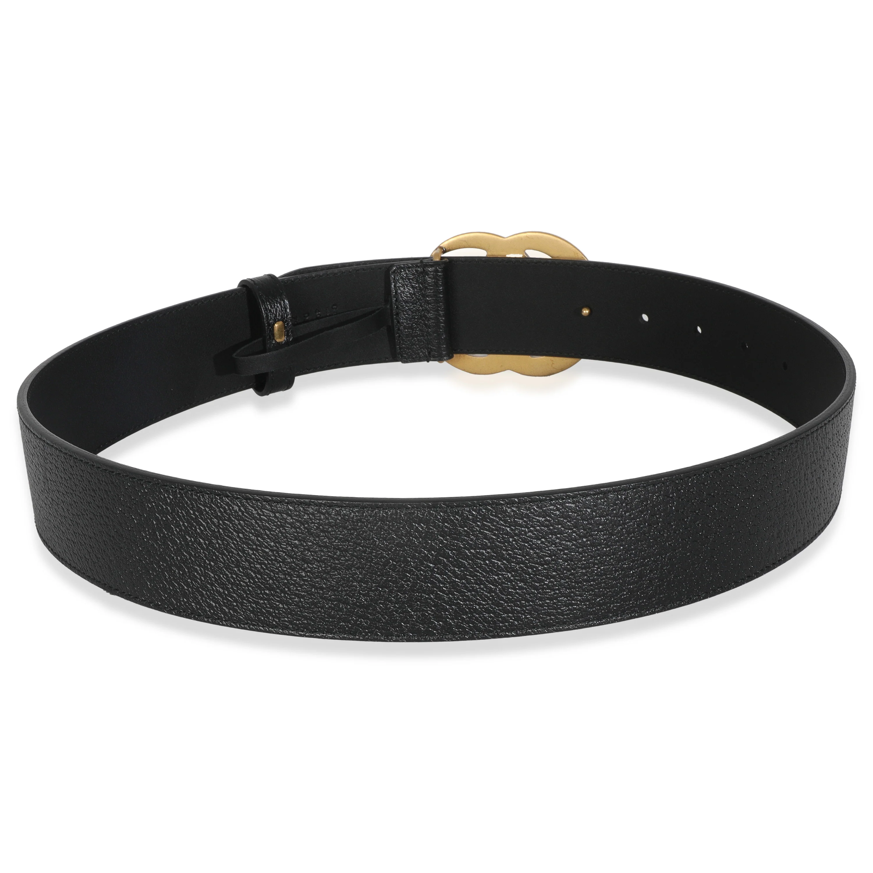 Black Grained Leather GG Marmont Wide Belt 75/30 - Image 4