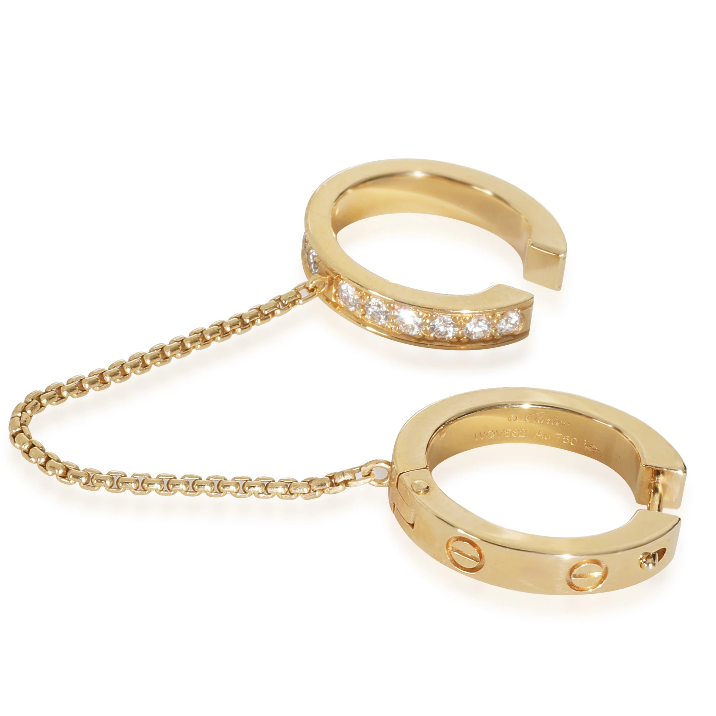 Yellow Gold Diamond Love Single Multi-Wear Earrings - Image 2