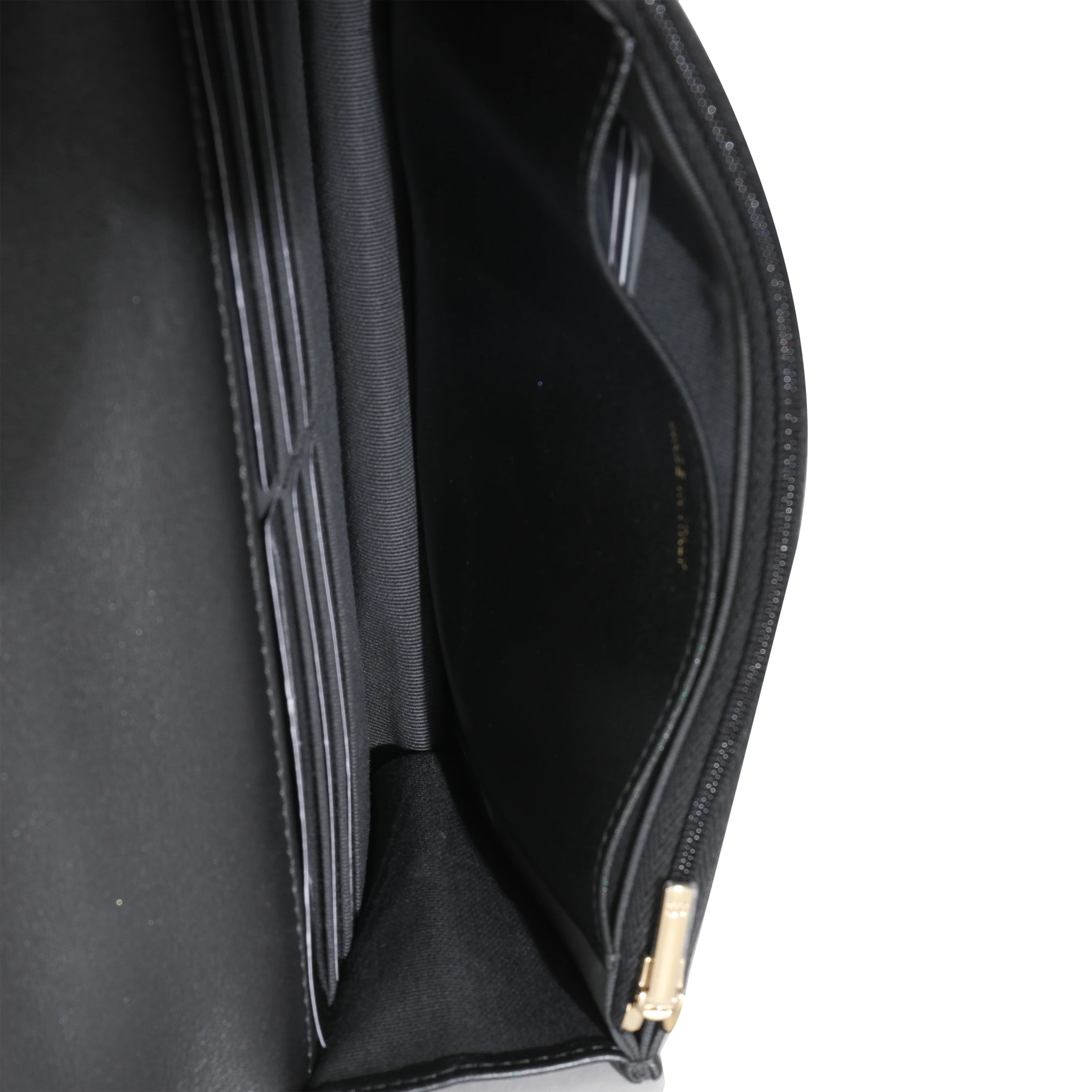 Black Pearly Quilted Lambskin Charms Wallet On Chain - Image 9