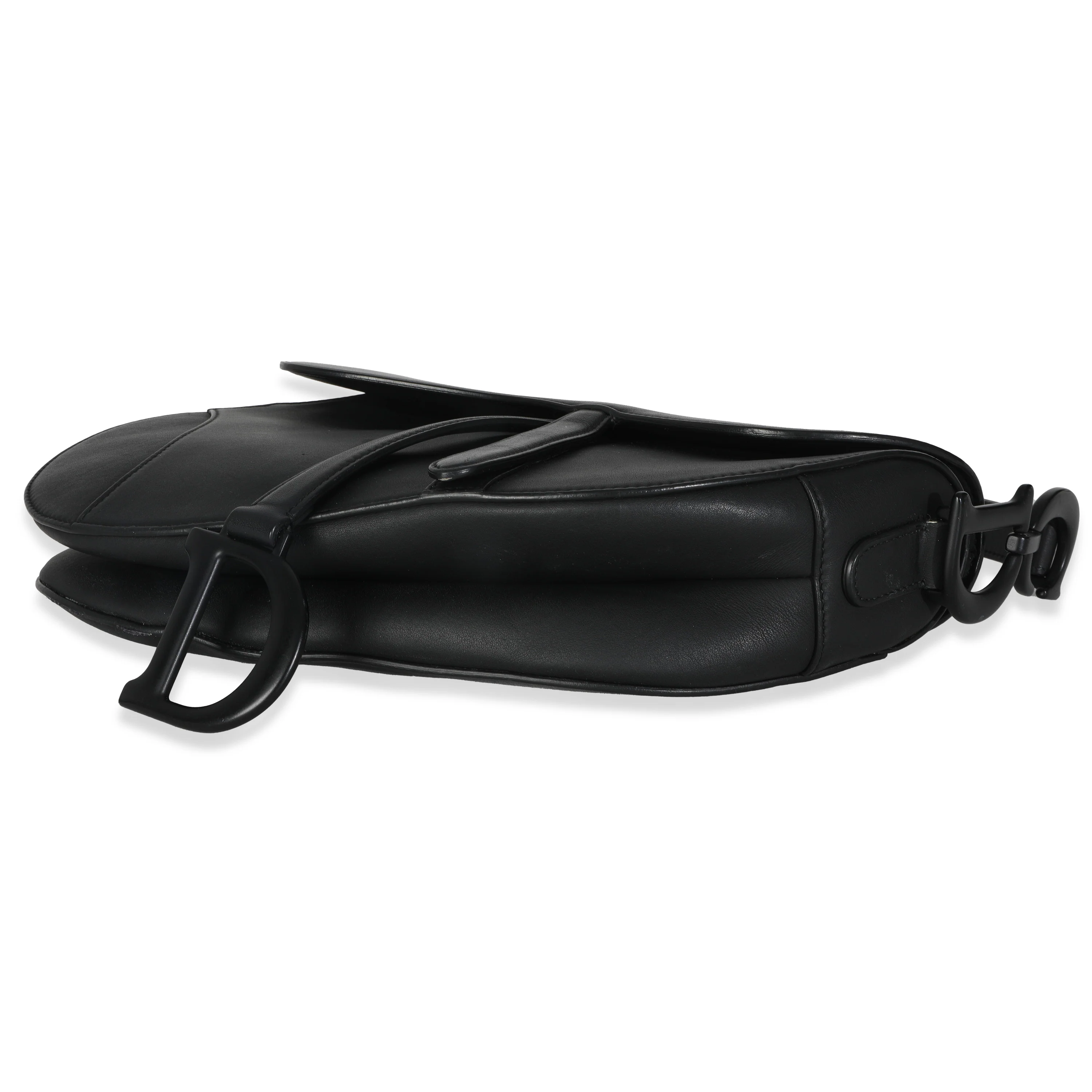 Black Ultra Matte Calfskin Medium Saddle - Image 6