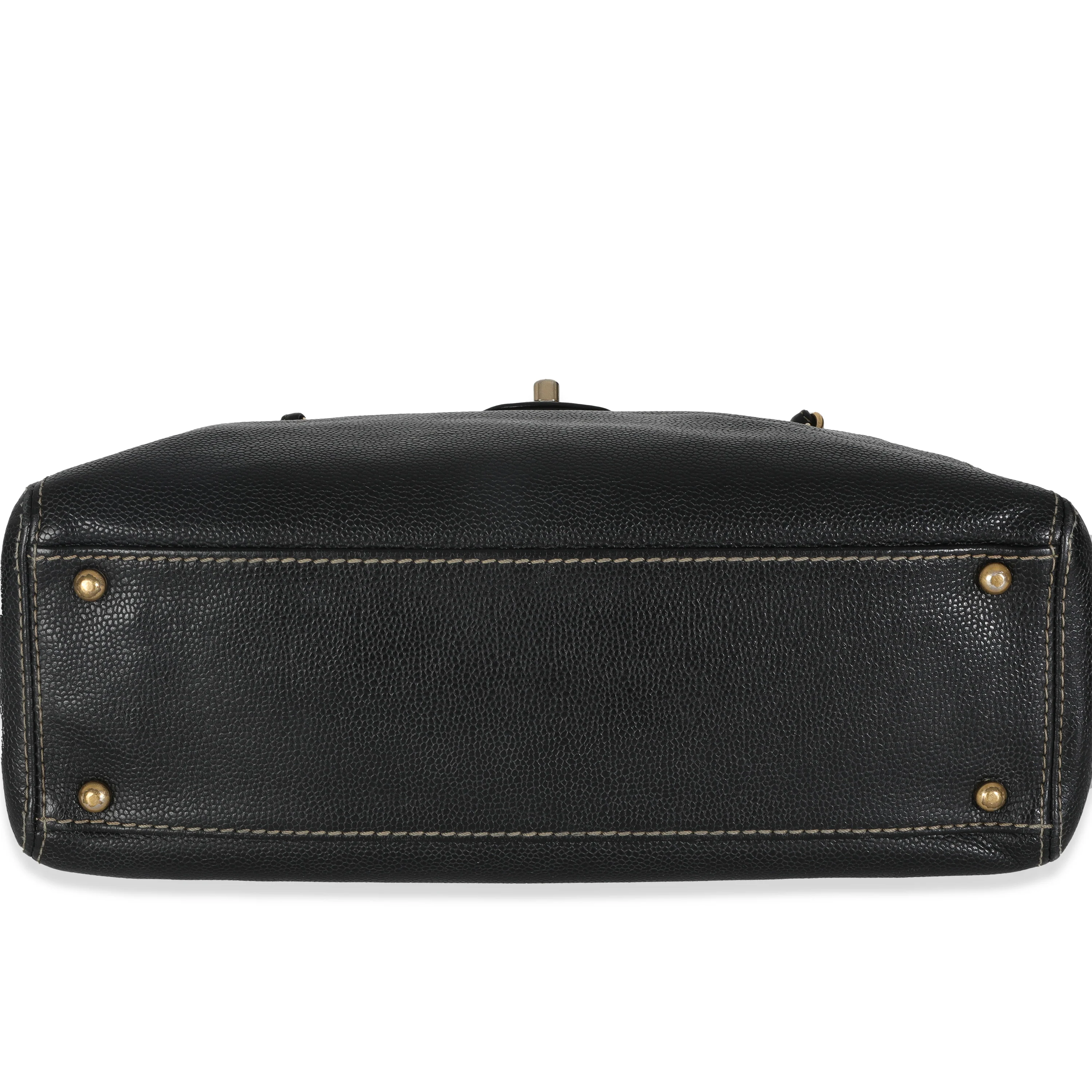 Vintage Black Caviar Chain CC Flap Shoulder Bag - Image 5