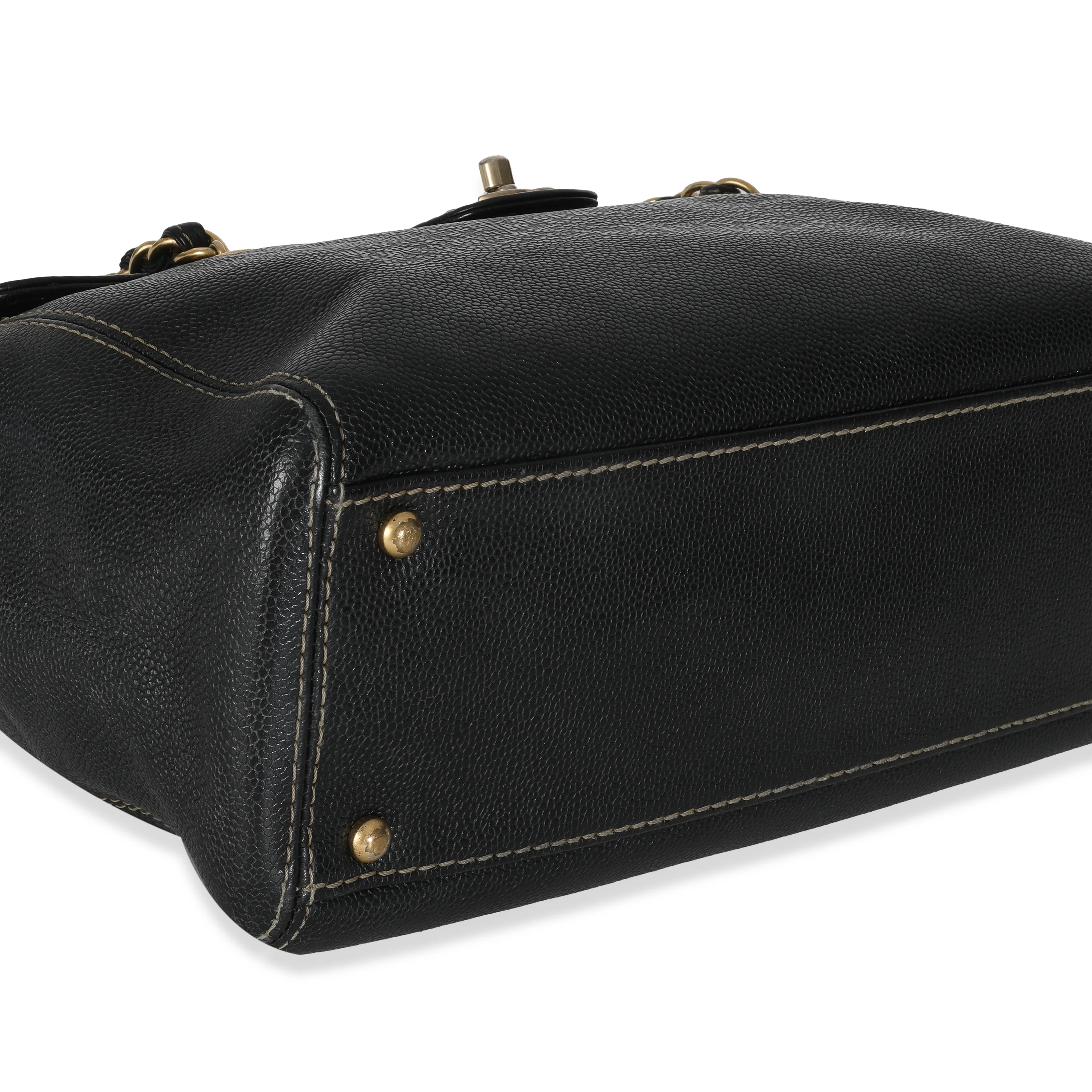 Vintage Black Caviar Chain CC Flap Shoulder Bag - Image 7