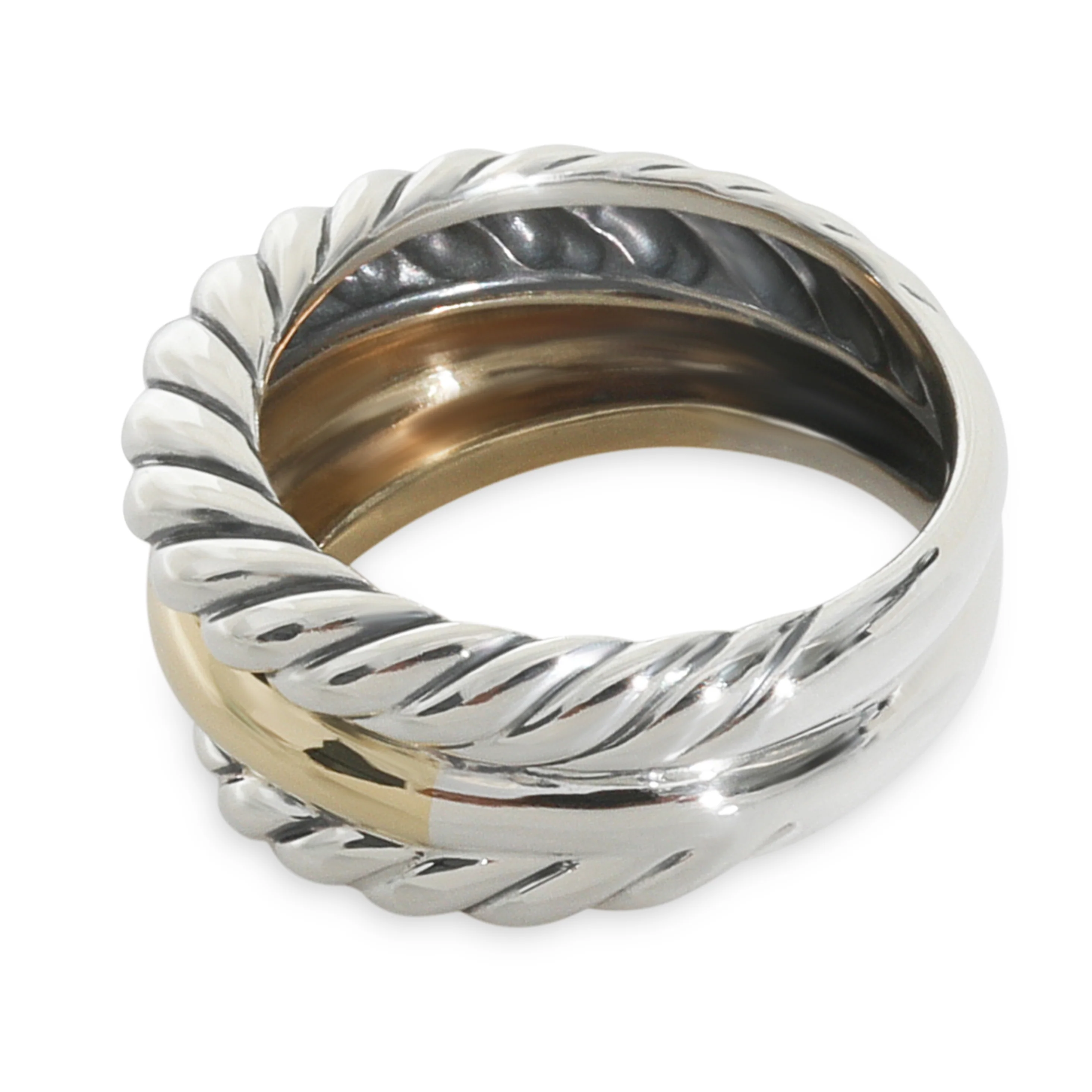 Yellow Gold & Sterling Silver Twisted Sculpted Cable Ring - Image 3