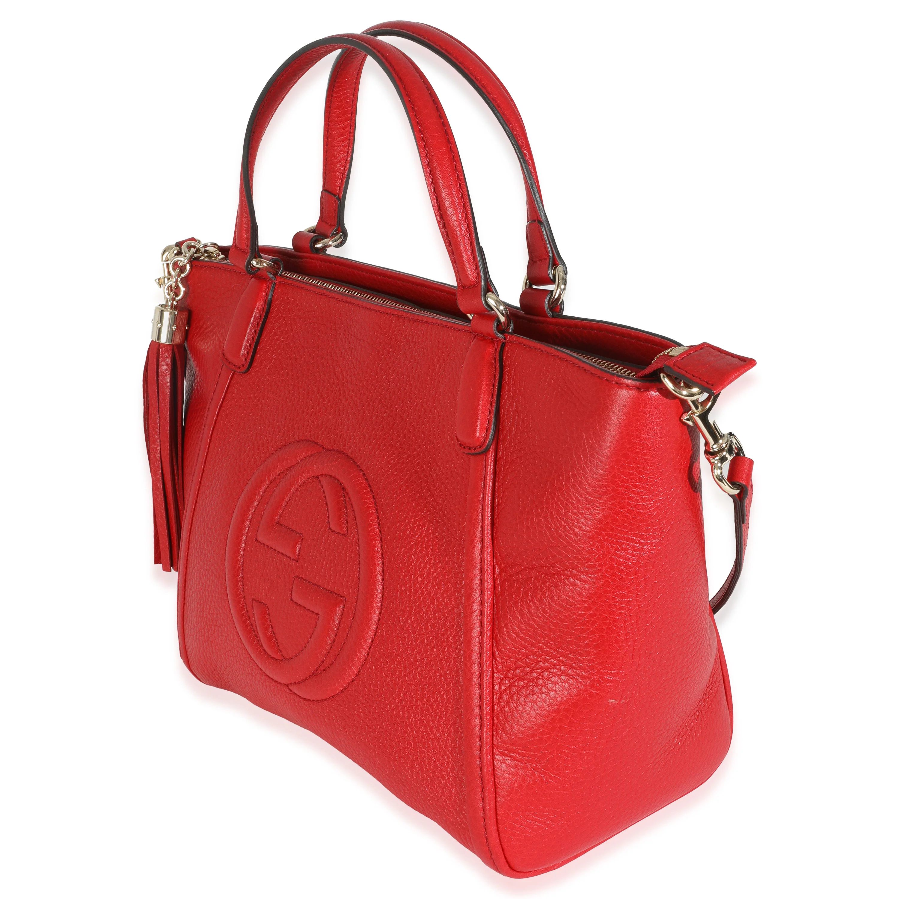Red Pebbled Calfskin Small Soho Top Handle Bag - Image 2