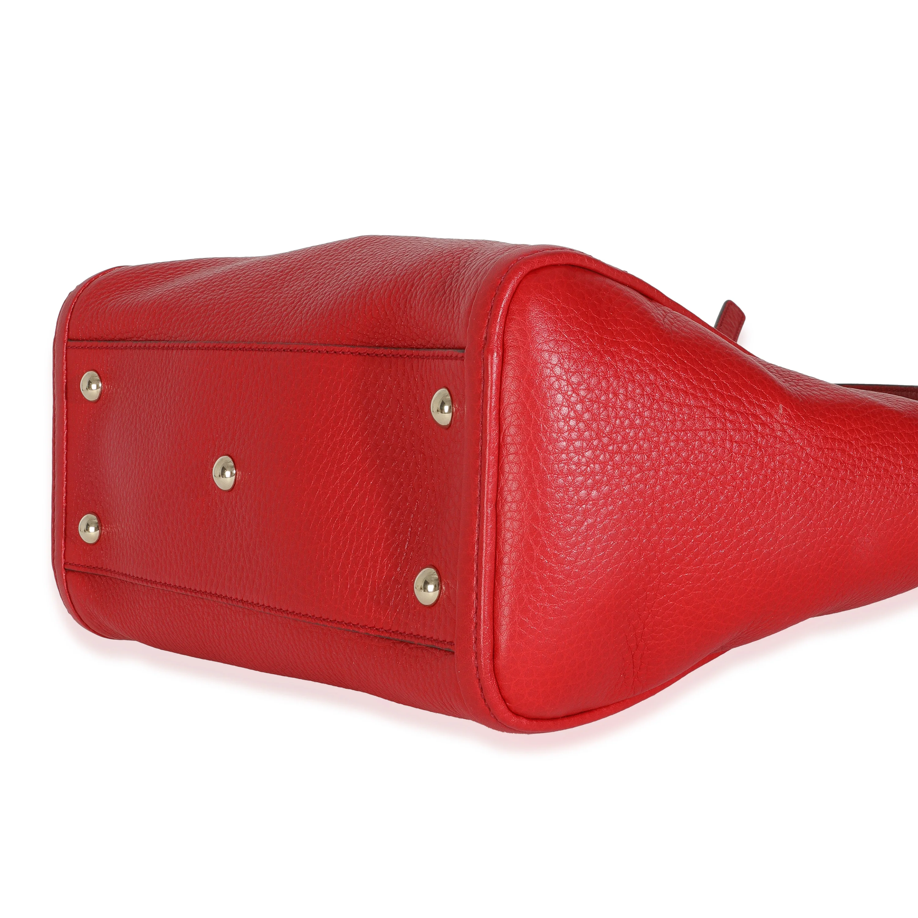 Red Pebbled Calfskin Small Soho Top Handle Bag - Image 6