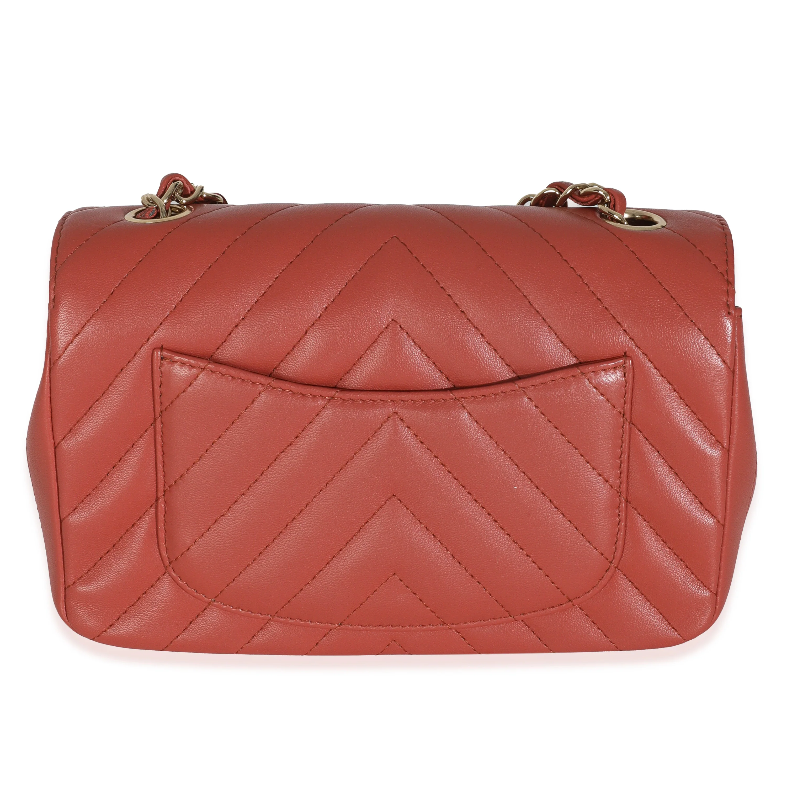 Coral Chevron Calfskin Mini Rectangular Flap Bag - Image 4