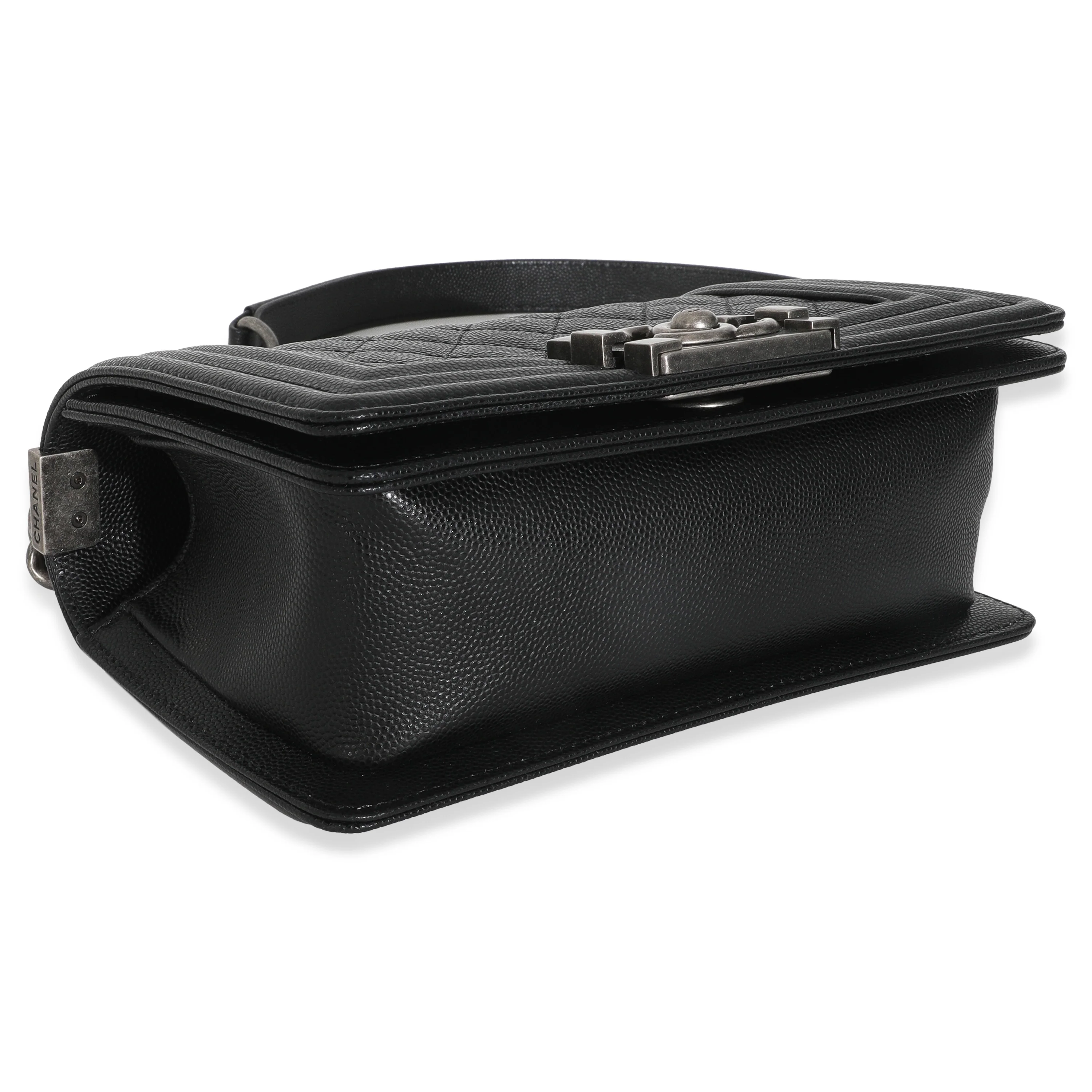 Black Quilted Caviar Small Boy Handbag - Image 6