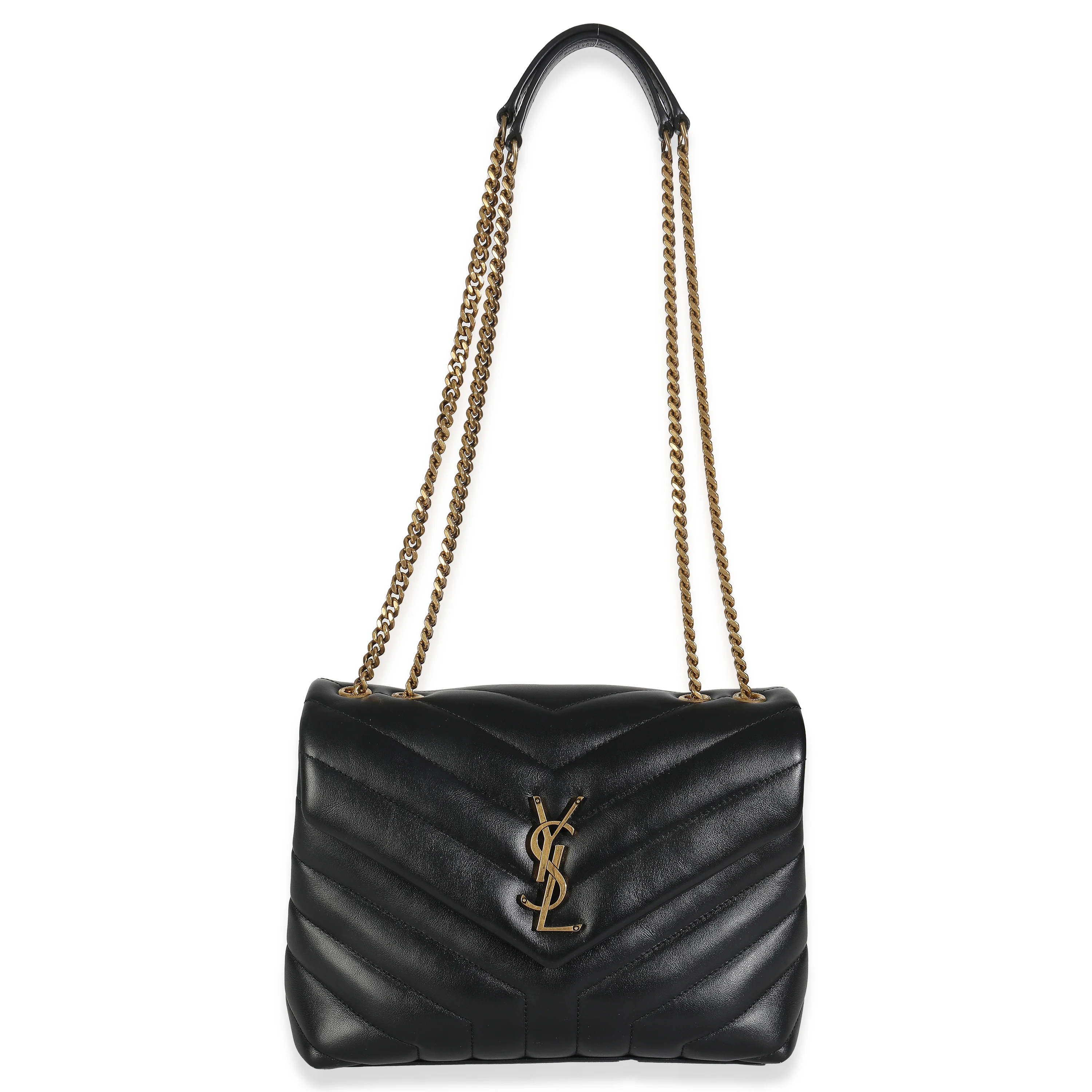 Black Calfskin Y Quilted Monogram Small Loulou Chain Satchel - Image 8