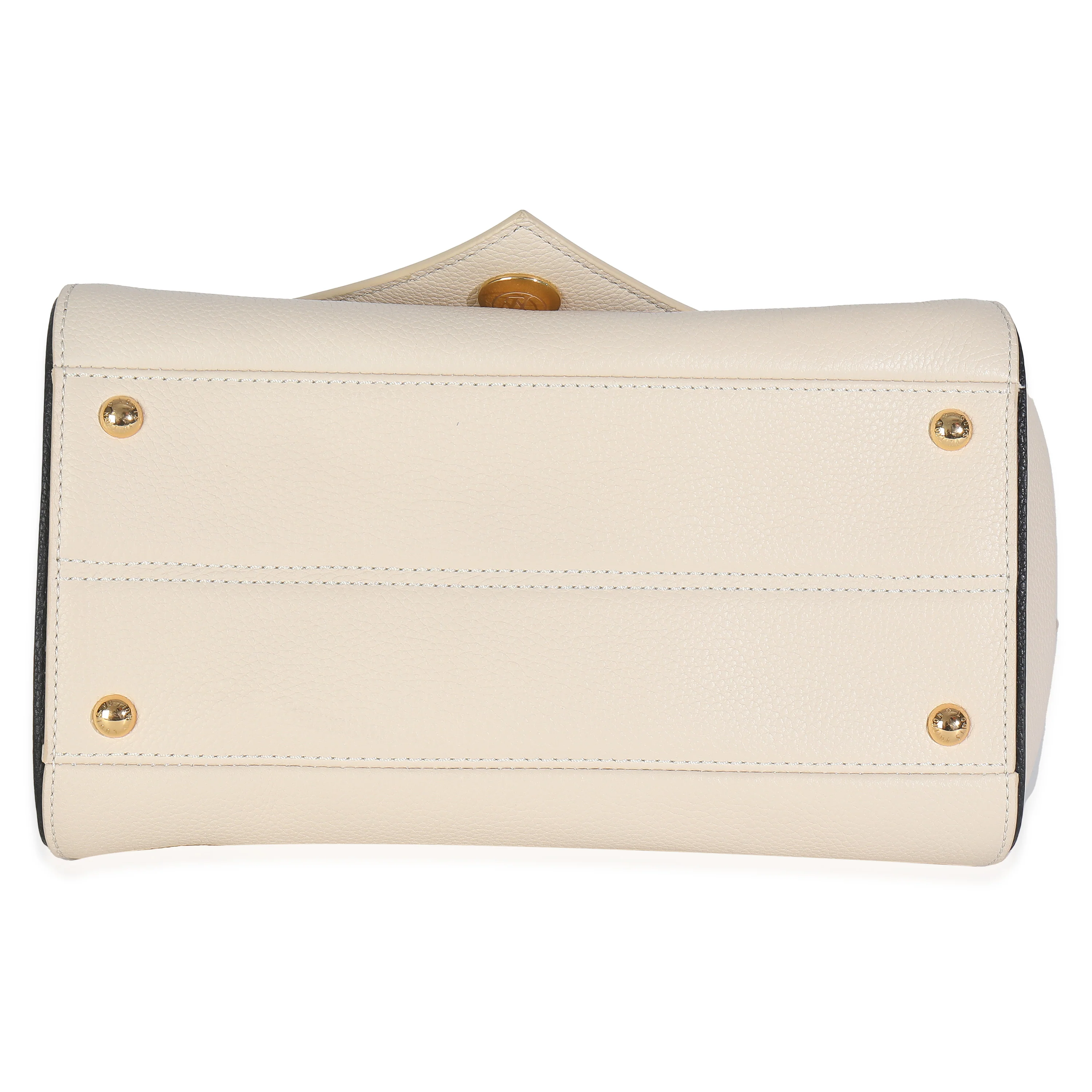 Cream Grained Calfskin Monogram Canvas Double V Tote - Image 3