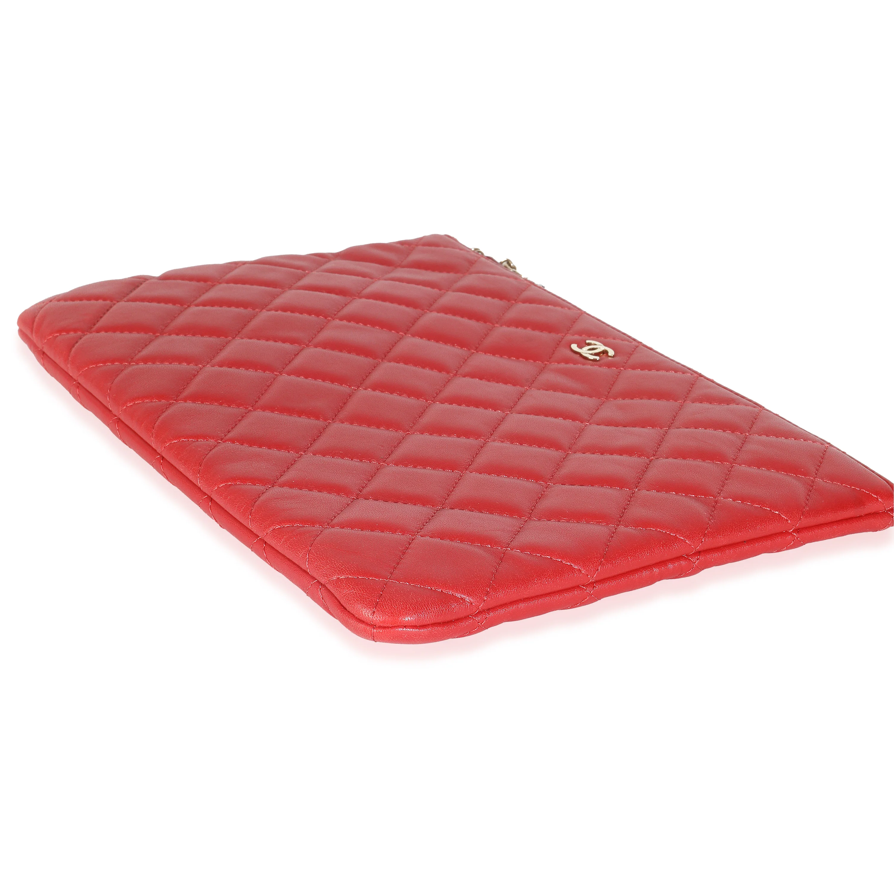 Red Quilted Lambskin Medium Casino Beauty CC Cosmetic Case - Image 6